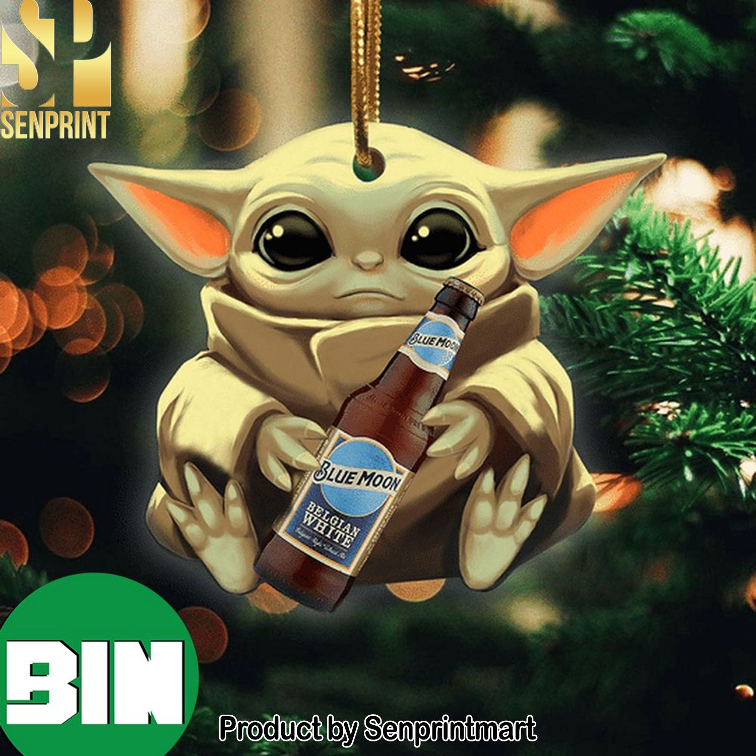 Christmas Gifts Baby Yoda Hug Blue Moon Belgian White For Beer Lovers Star Wars Ornament