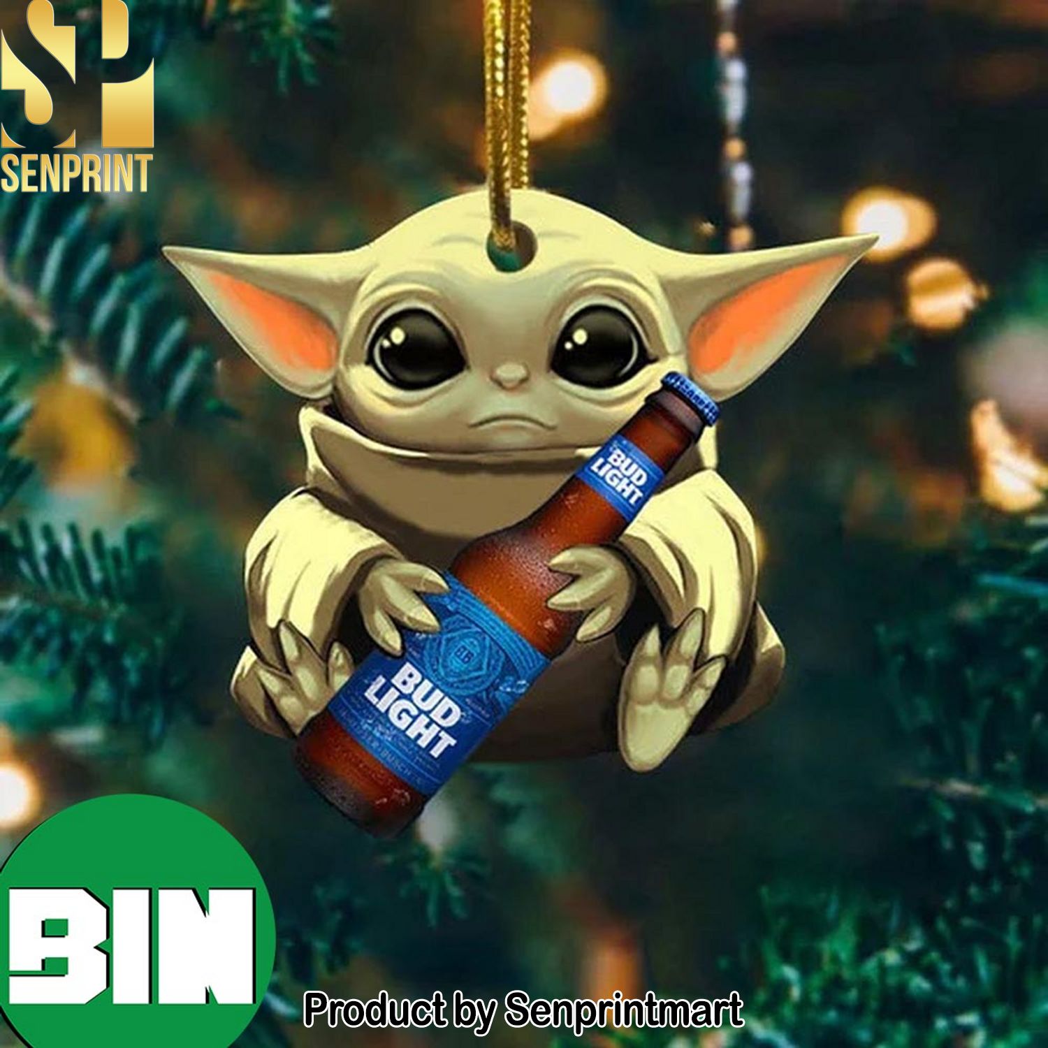 Christmas Gifts Baby Yoda Hug Bud Light Ultra For Beer Lovers Star Wars Ornament