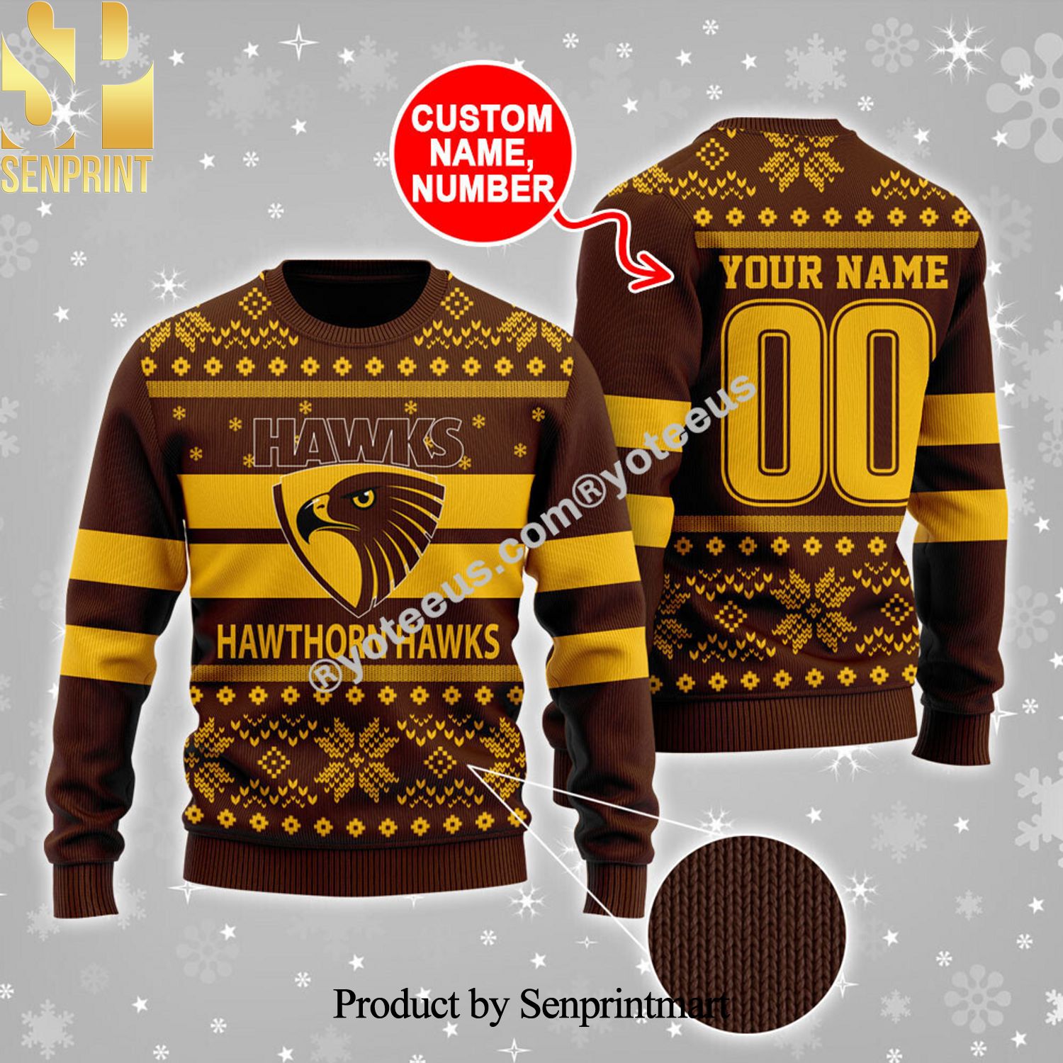 Hawthorn Hawks Ugly Christmas Wool Knitted Sweater