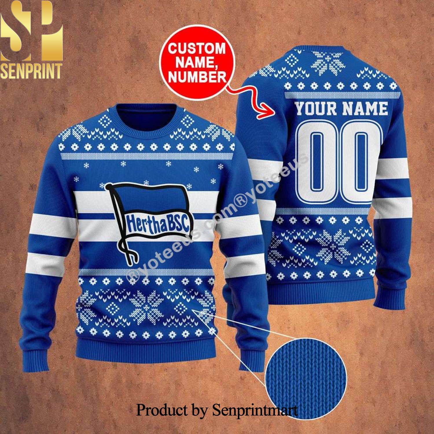 Hertha BSC 3D Printed Ugly Christmas Sweater