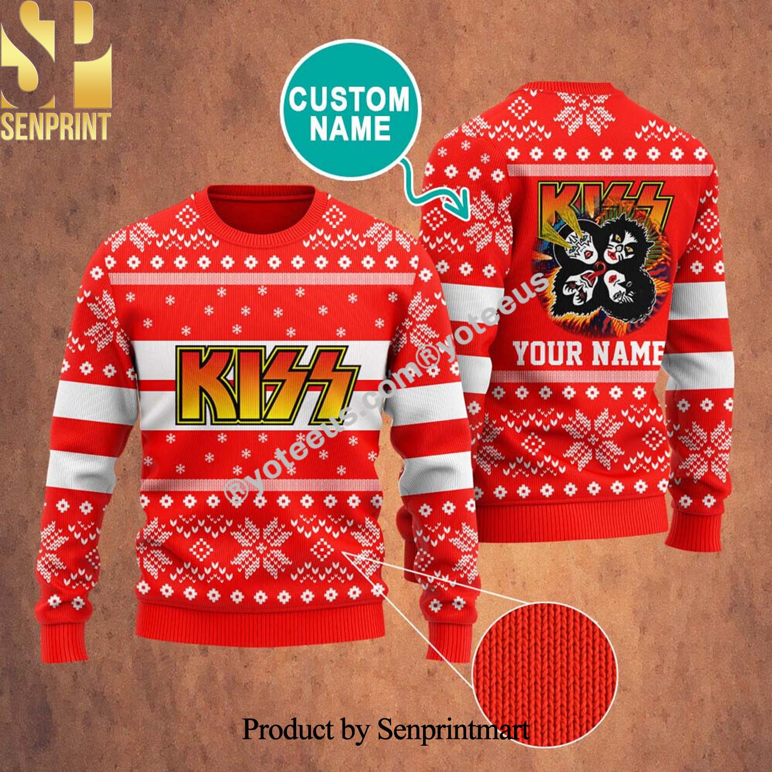 KISS Rock Band Christmas Ugly Wool Knitted Sweater