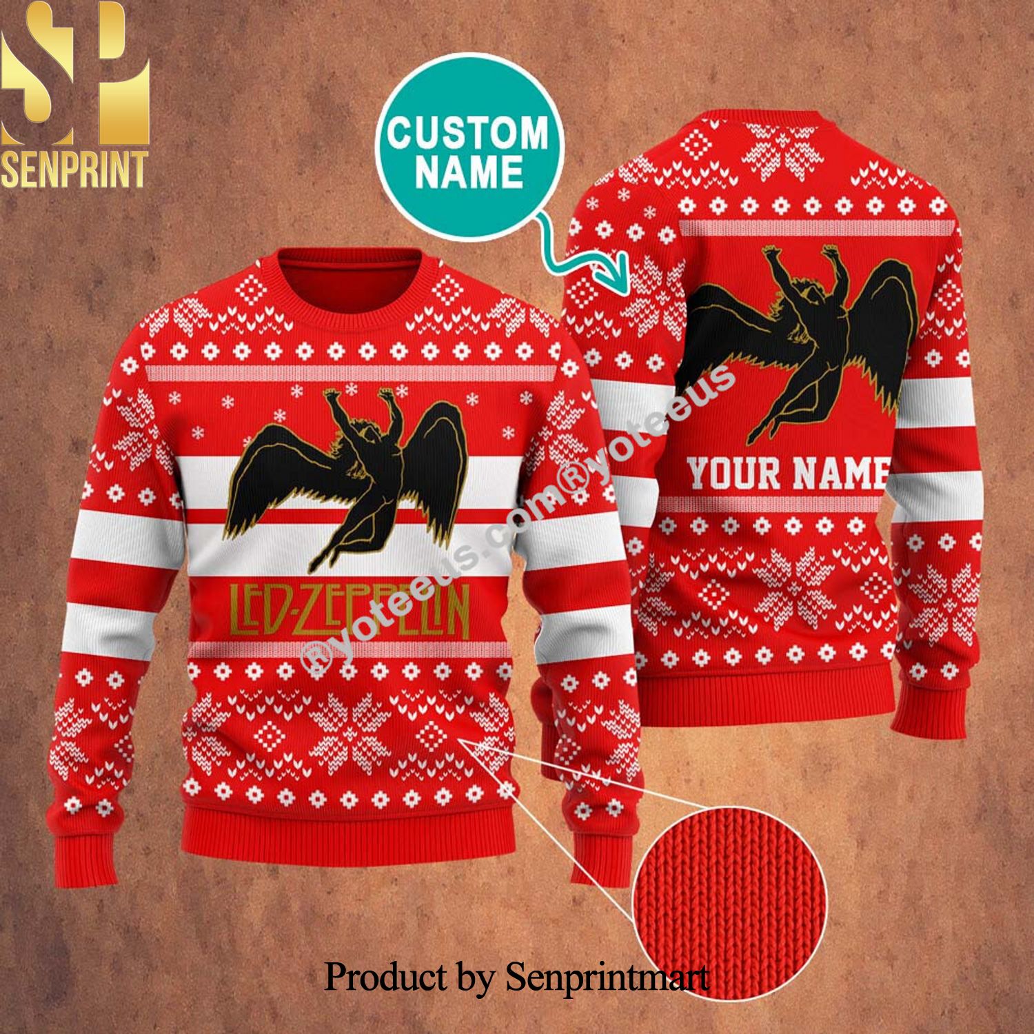 Ledzeppelin Rock Band Ugly Christmas Sweater