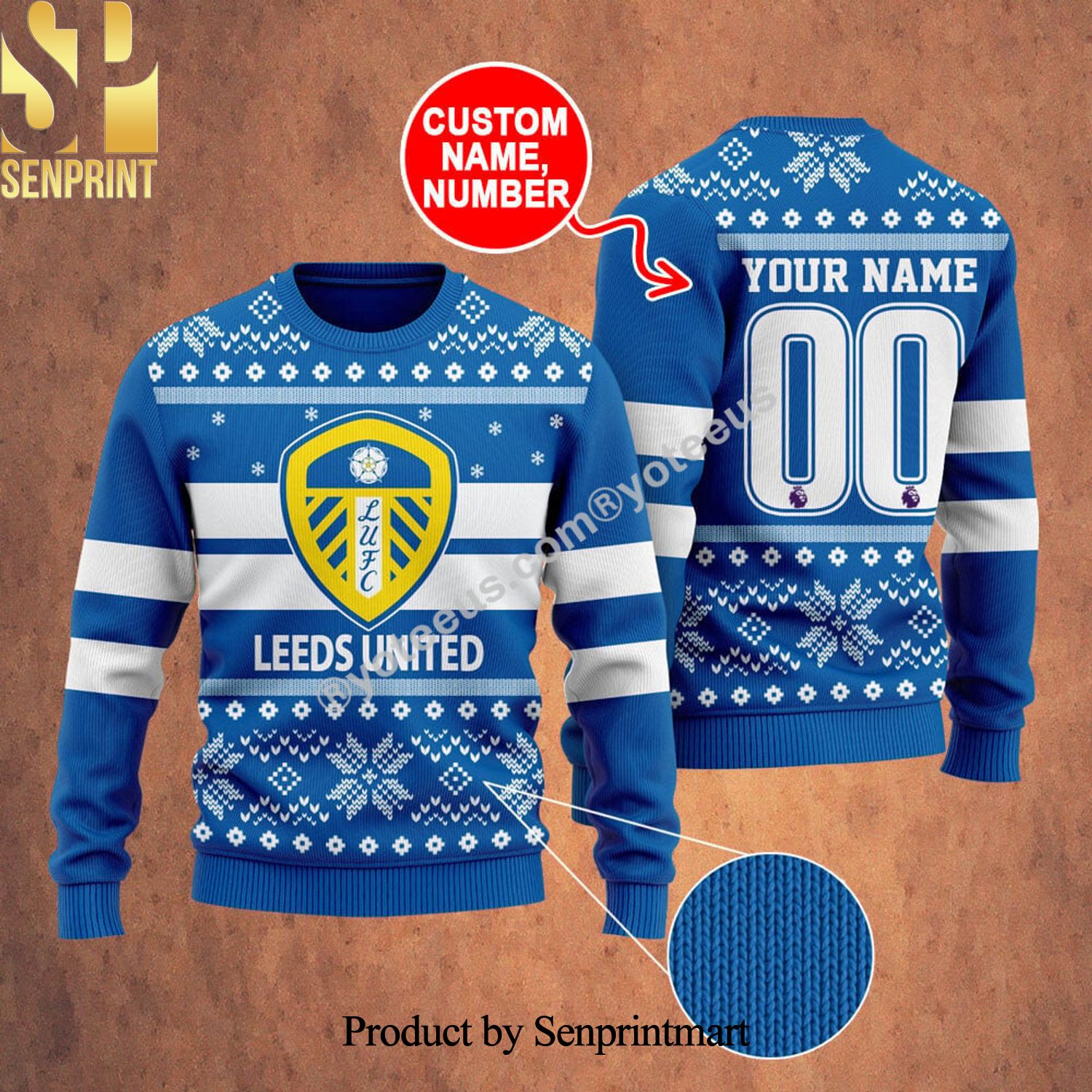 Leeds United Ugly Xmas Wool Knitted Sweater