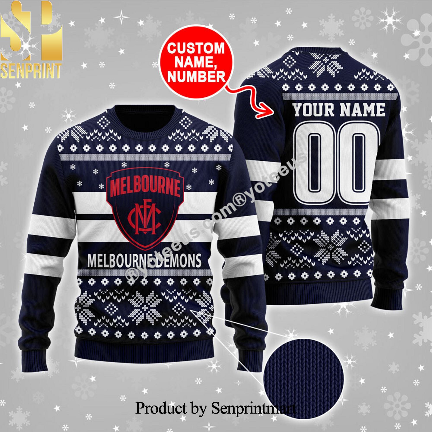 Melbourne Demons Ugly Christmas Wool Knitted Sweater