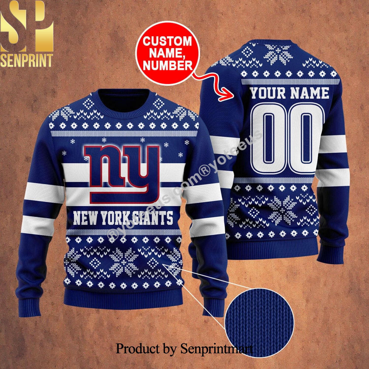 New York Giants Ugly Christmas Wool Knitted Sweater