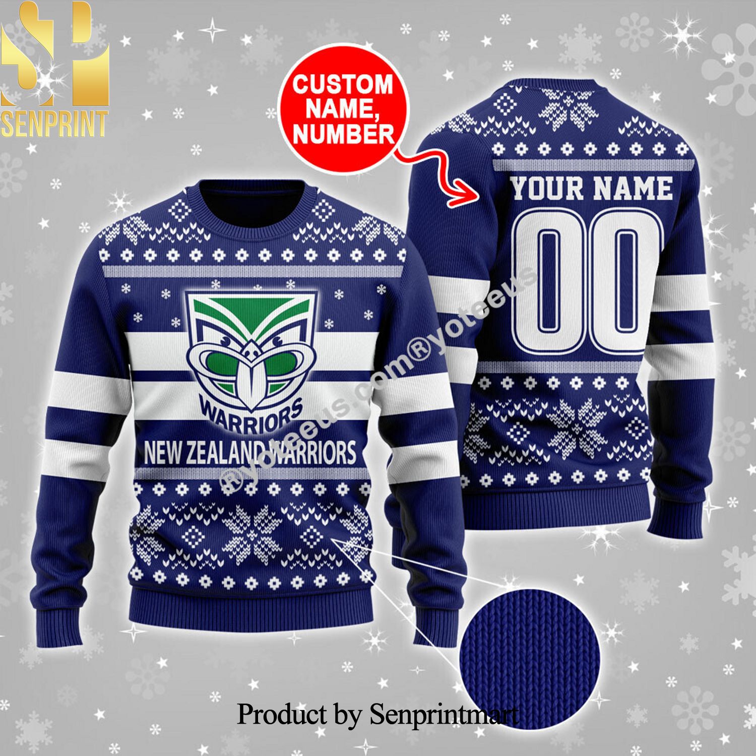New Zealand Warriors Ugly Christmas Wool Knitted Sweater
