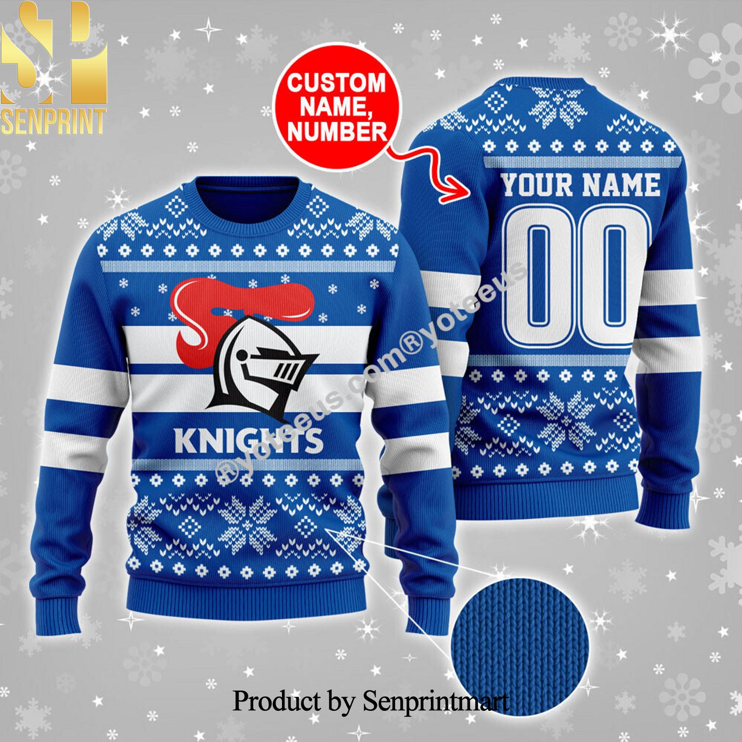 Newcastle Knights Christmas Ugly Wool Knitted Sweater