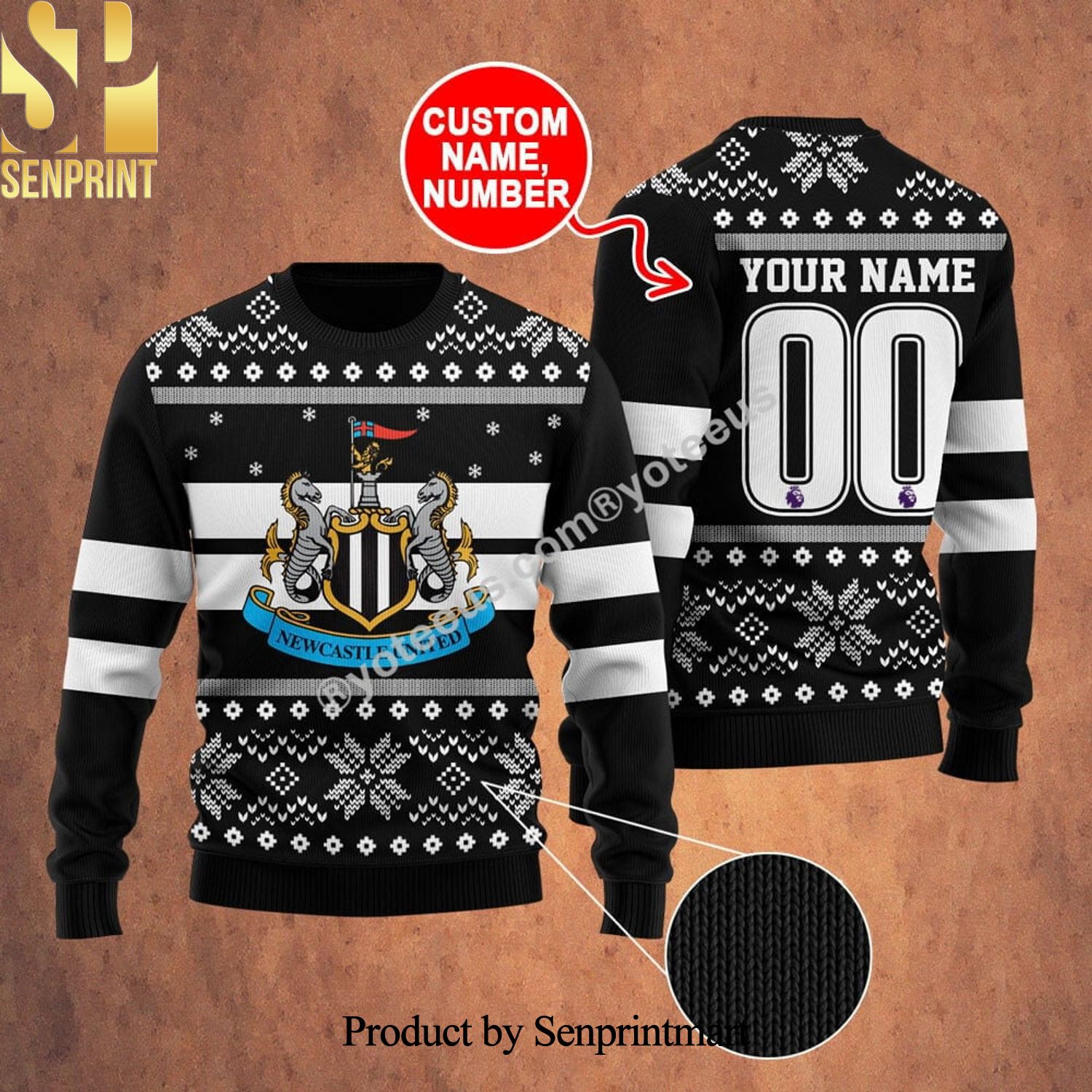 Newcastle United Christmas Ugly Wool Knitted Sweater