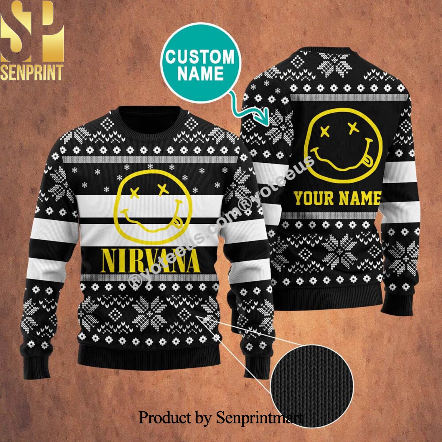 Nirvana Rock Band Ugly Xmas Wool Knitted Sweater