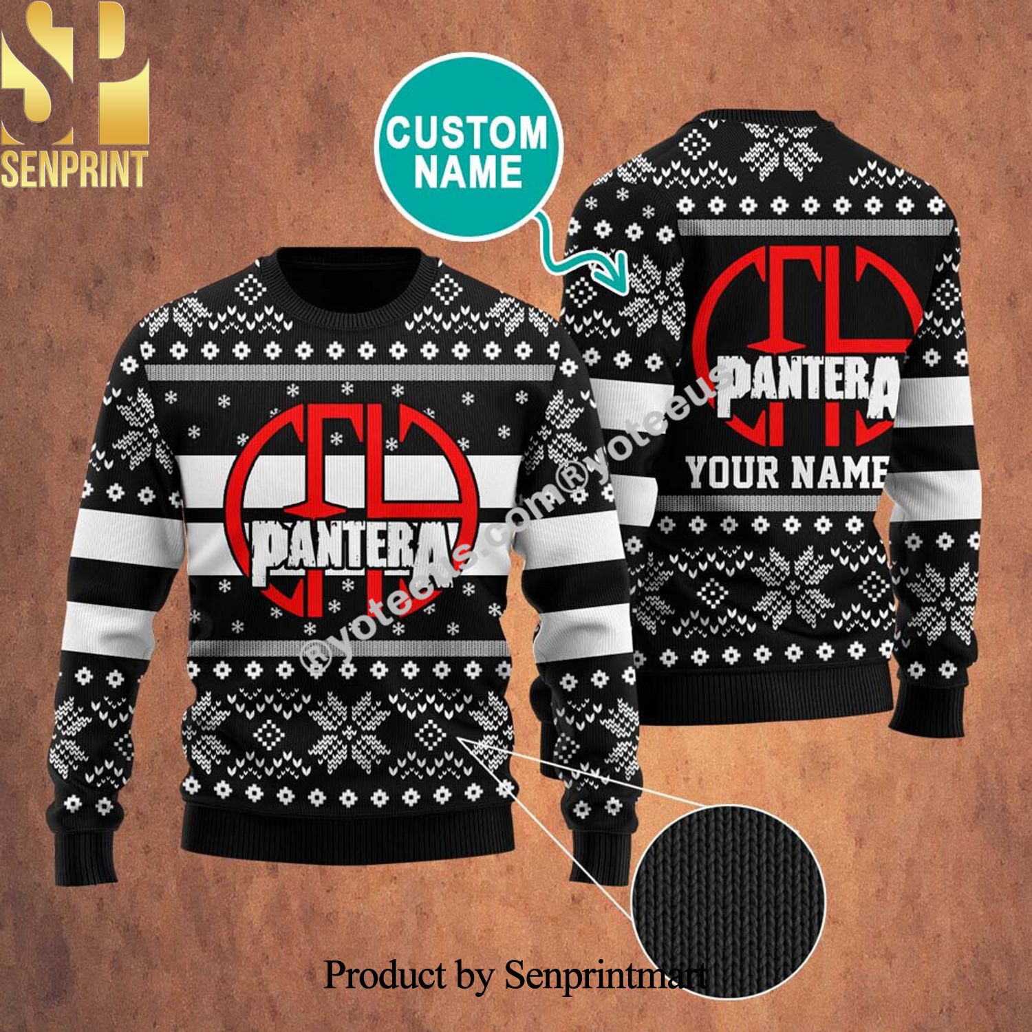 Pantera 3D Ugly Christmas Holiday Sweater
