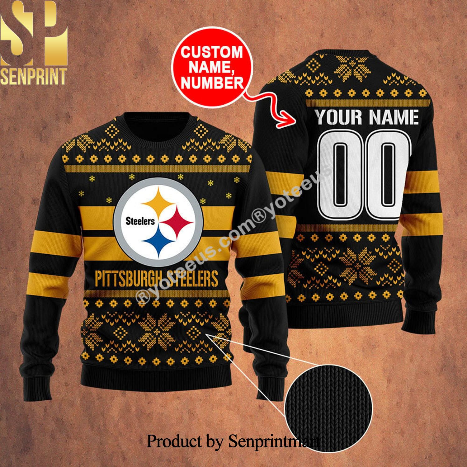 Pittsburgh Steelers Ugly Xmas Wool Knitted Sweater