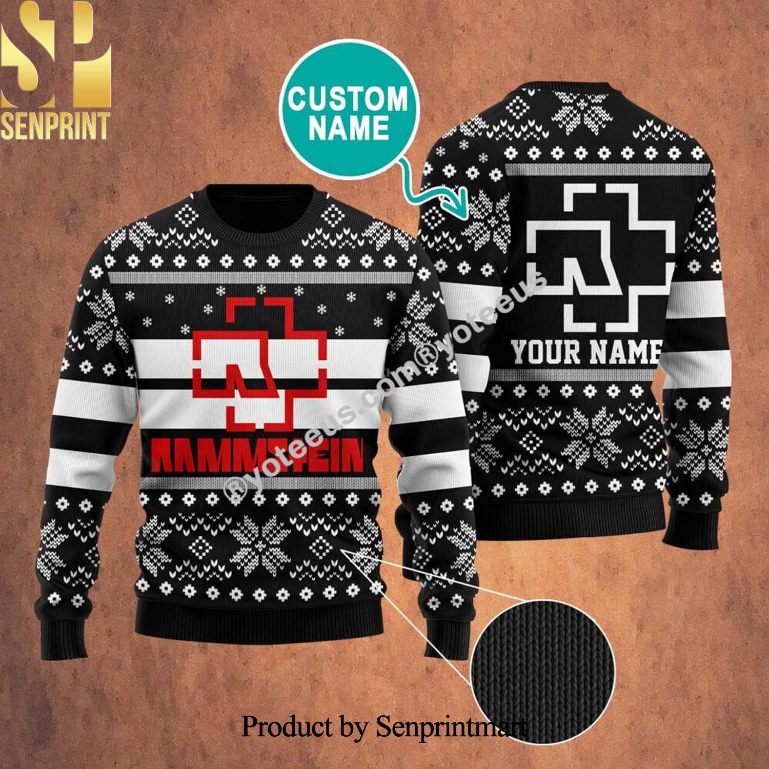 Rammstein Rock Band 3D Christmas Ugly Wool Knitted Sweater