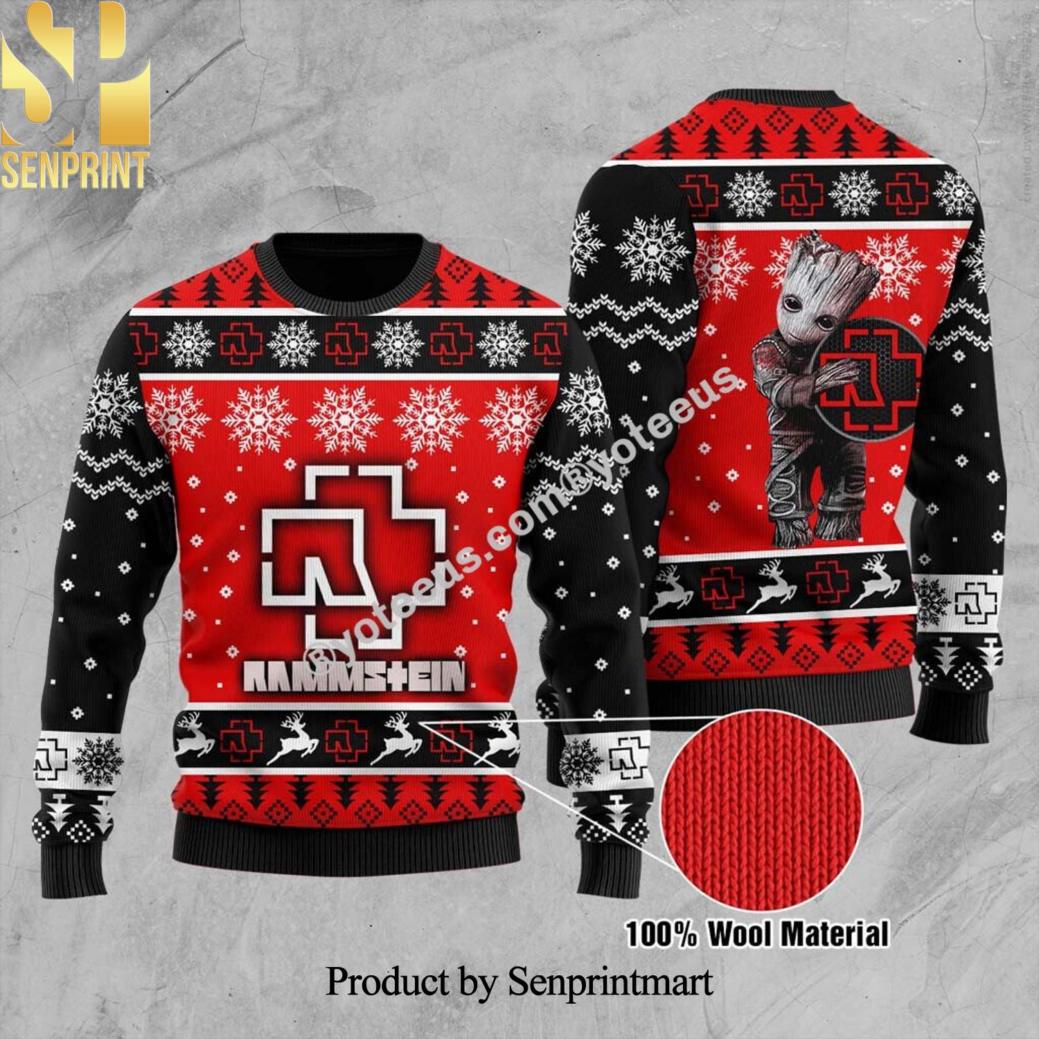 Rammstein Rock Band Christmas Ugly Wool Knitted Sweater