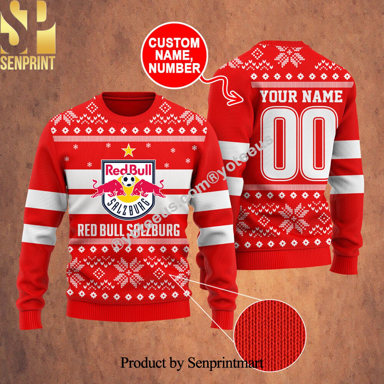 Red Bull Salzburg Ugly Christmas Wool Knitted Sweater