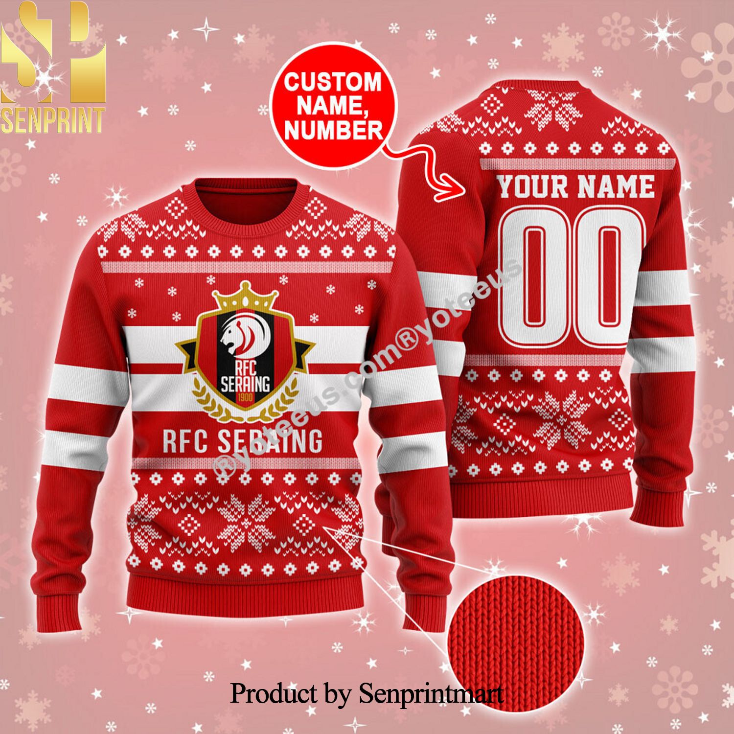 RFC Seraing 3D Printed Ugly Christmas Sweater