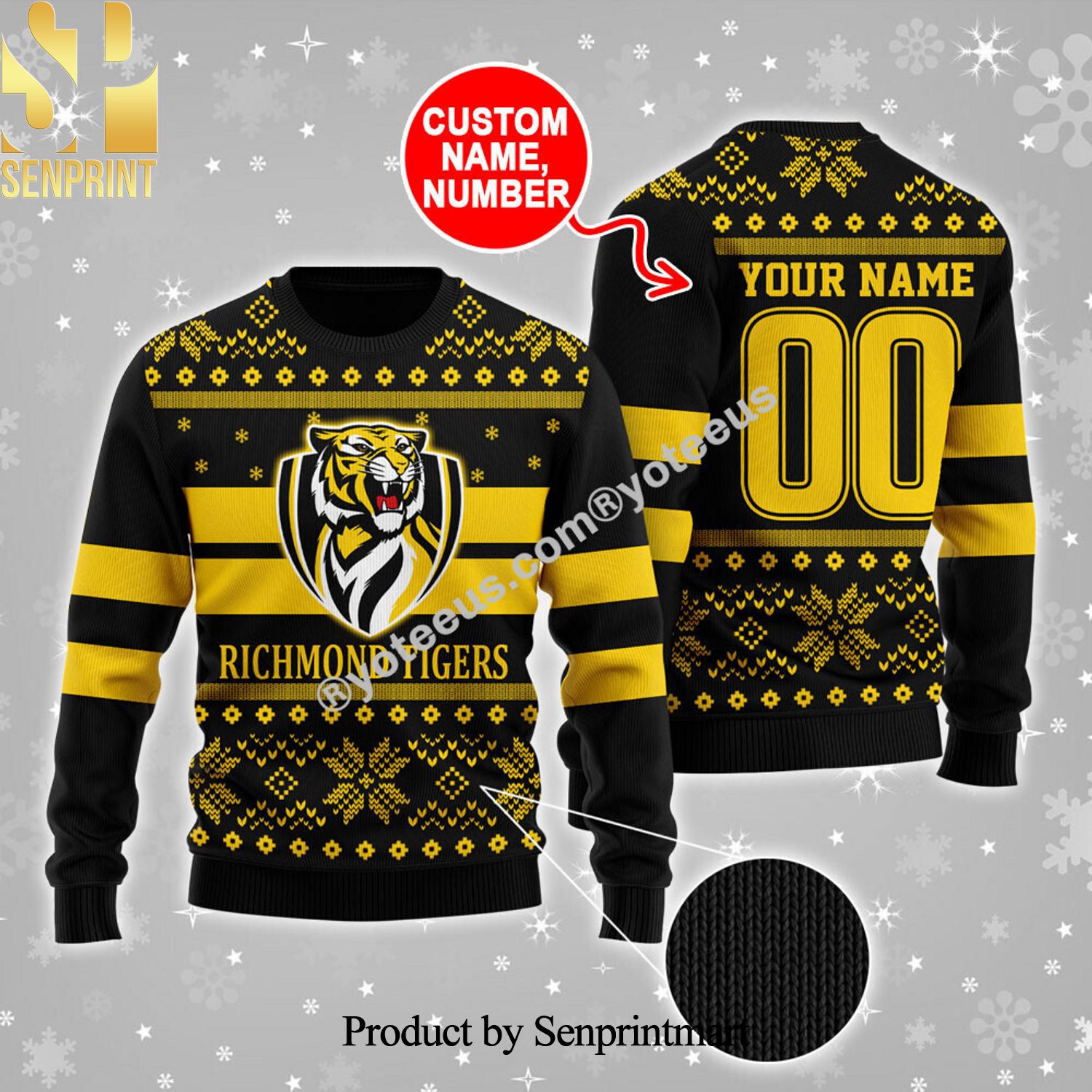 Richmond Tigers Christmas Ugly Wool Knitted Sweater