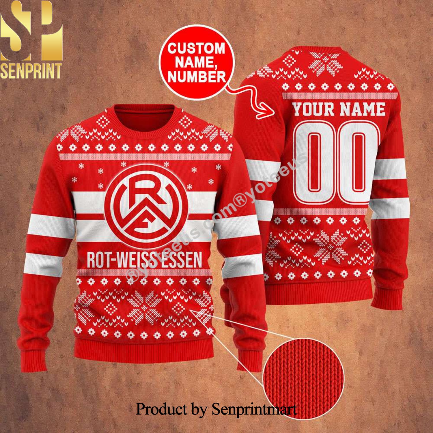 Rot-Weiss Essen 3D Printed Ugly Christmas Sweater