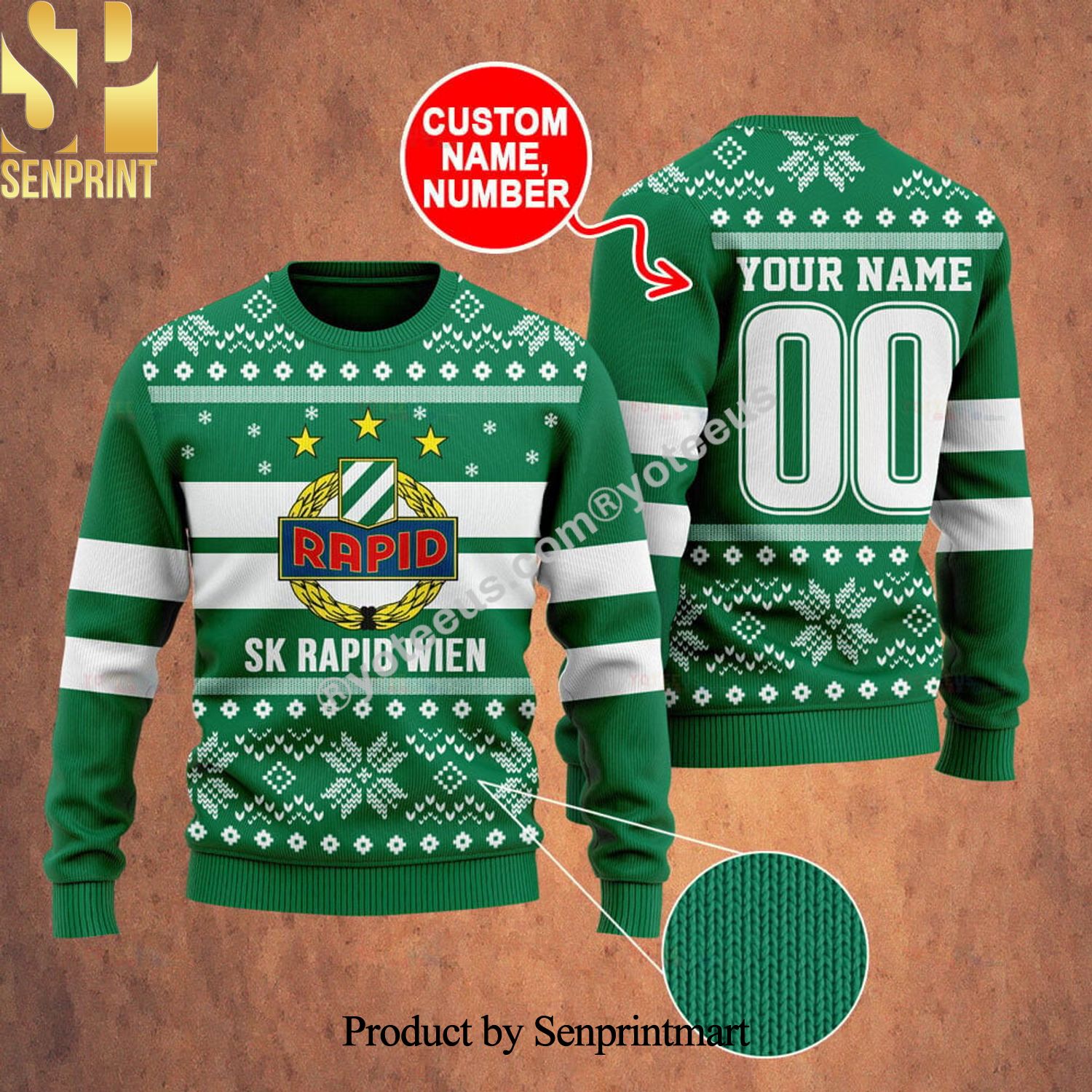 SK Rapid Wien Christmas Ugly Wool Knitted Sweater