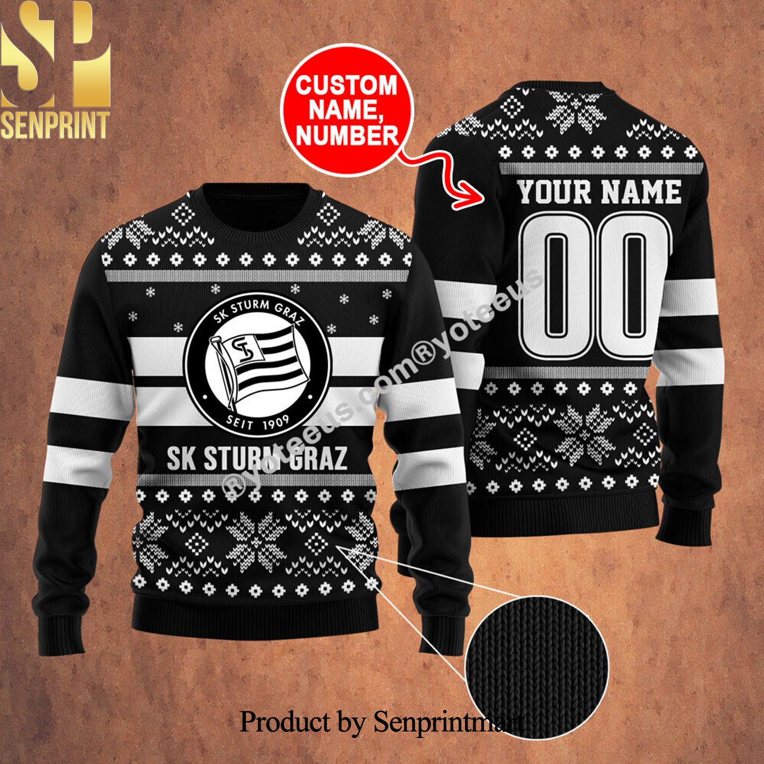 SK Sturm Graz 3D Printed Ugly Christmas Sweater