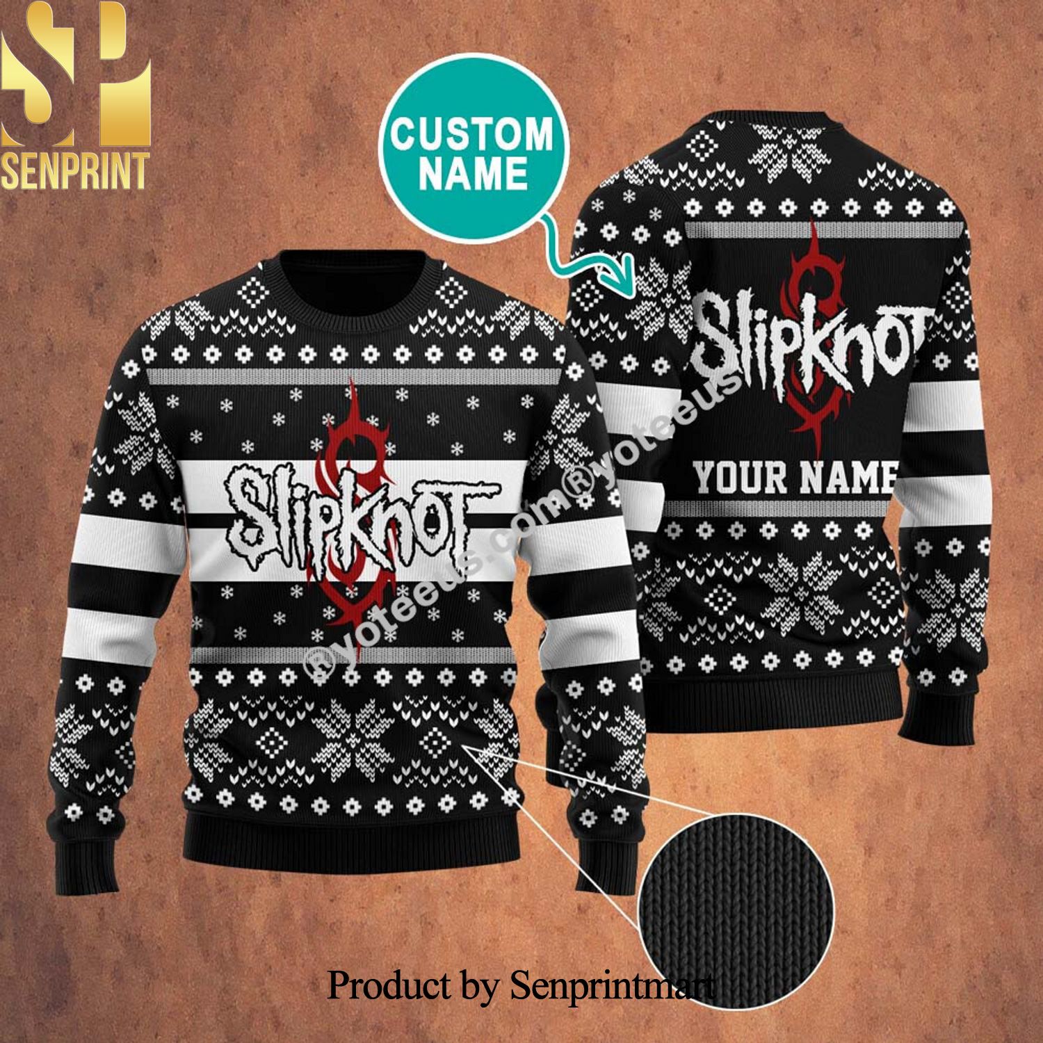Slipknot Rock Band Christmas Ugly Wool Knitted Sweater