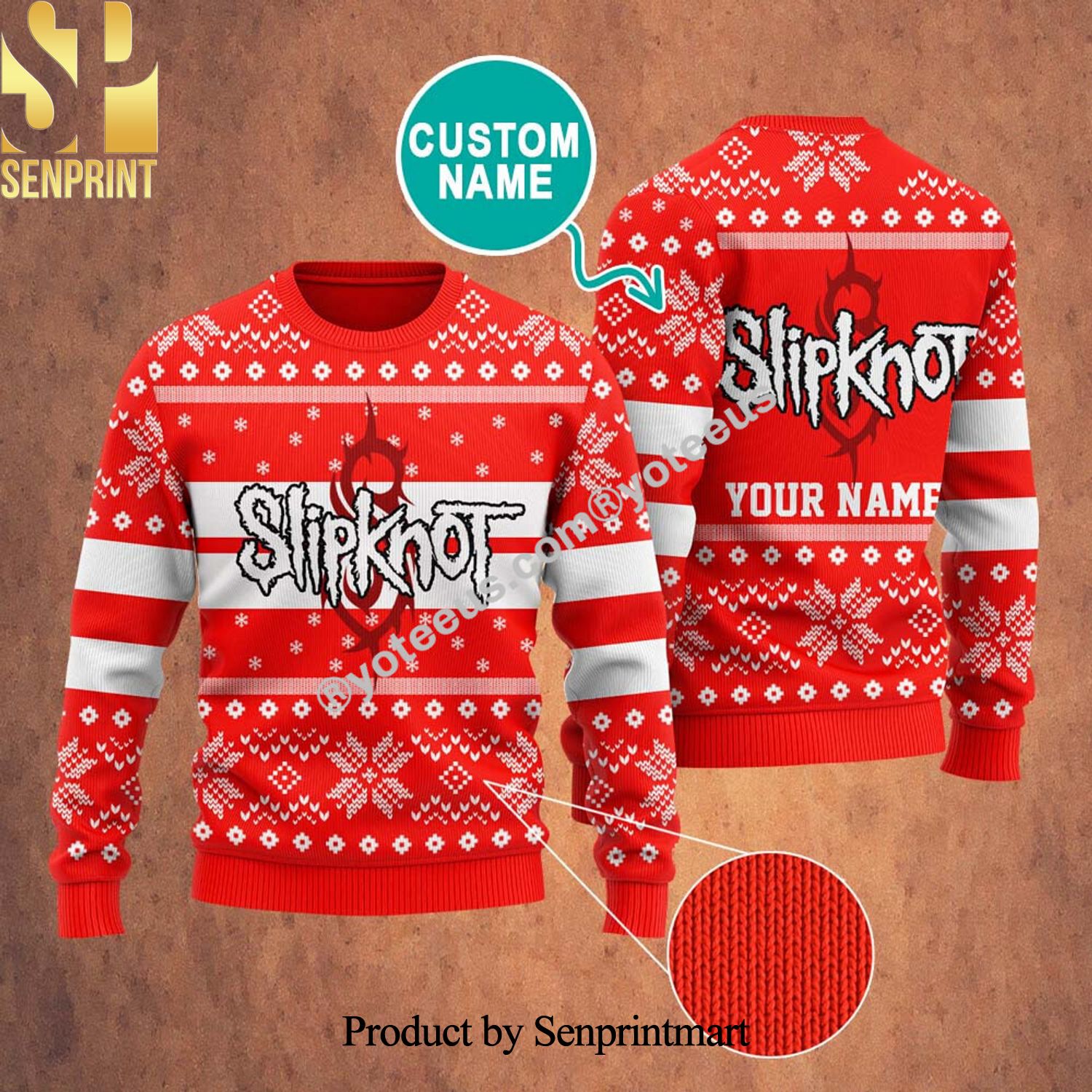 Slipknot Rock Band Ugly Christmas Wool Knitted Sweater