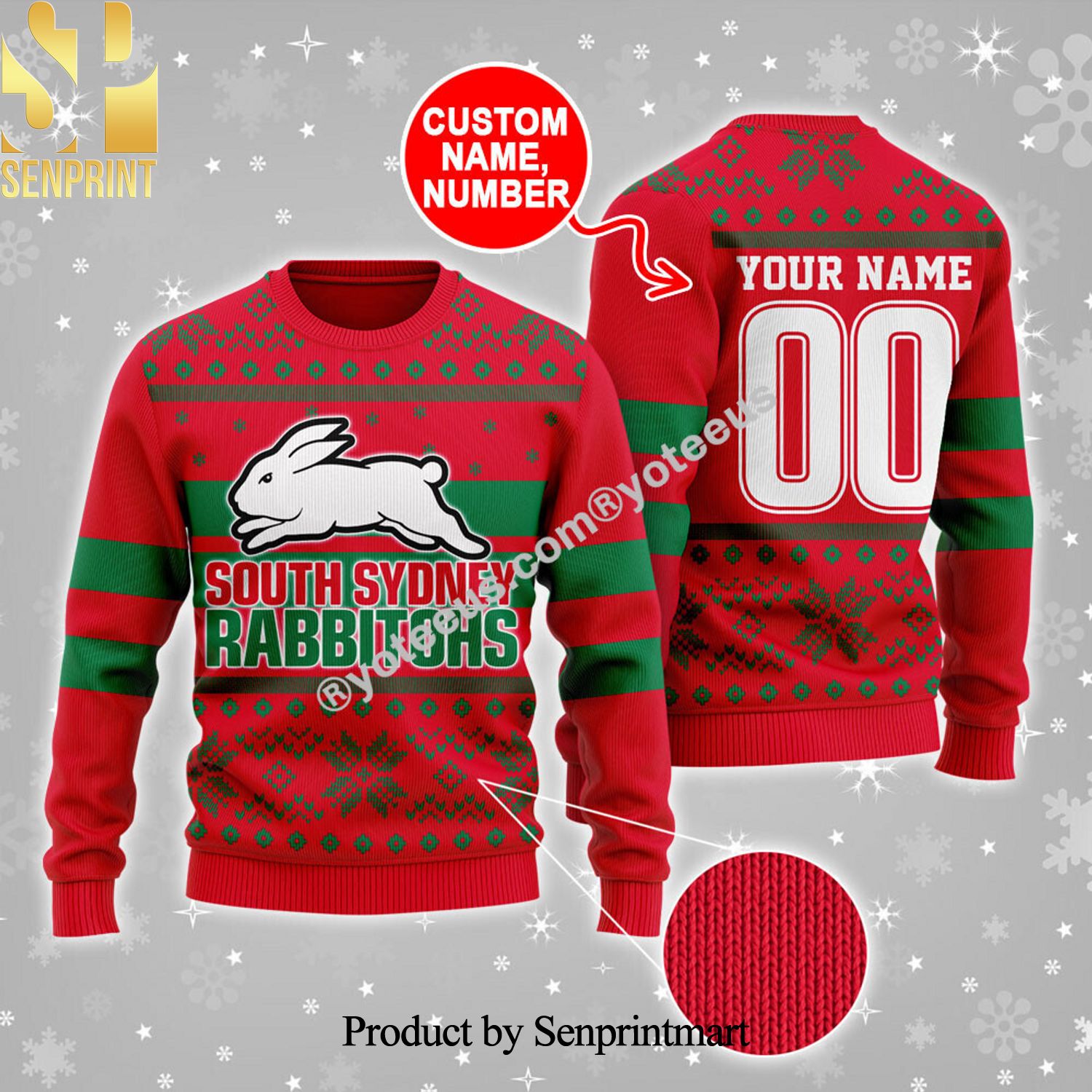 South Sydney Rabbitohs Ugly Xmas Wool Knitted Sweater
