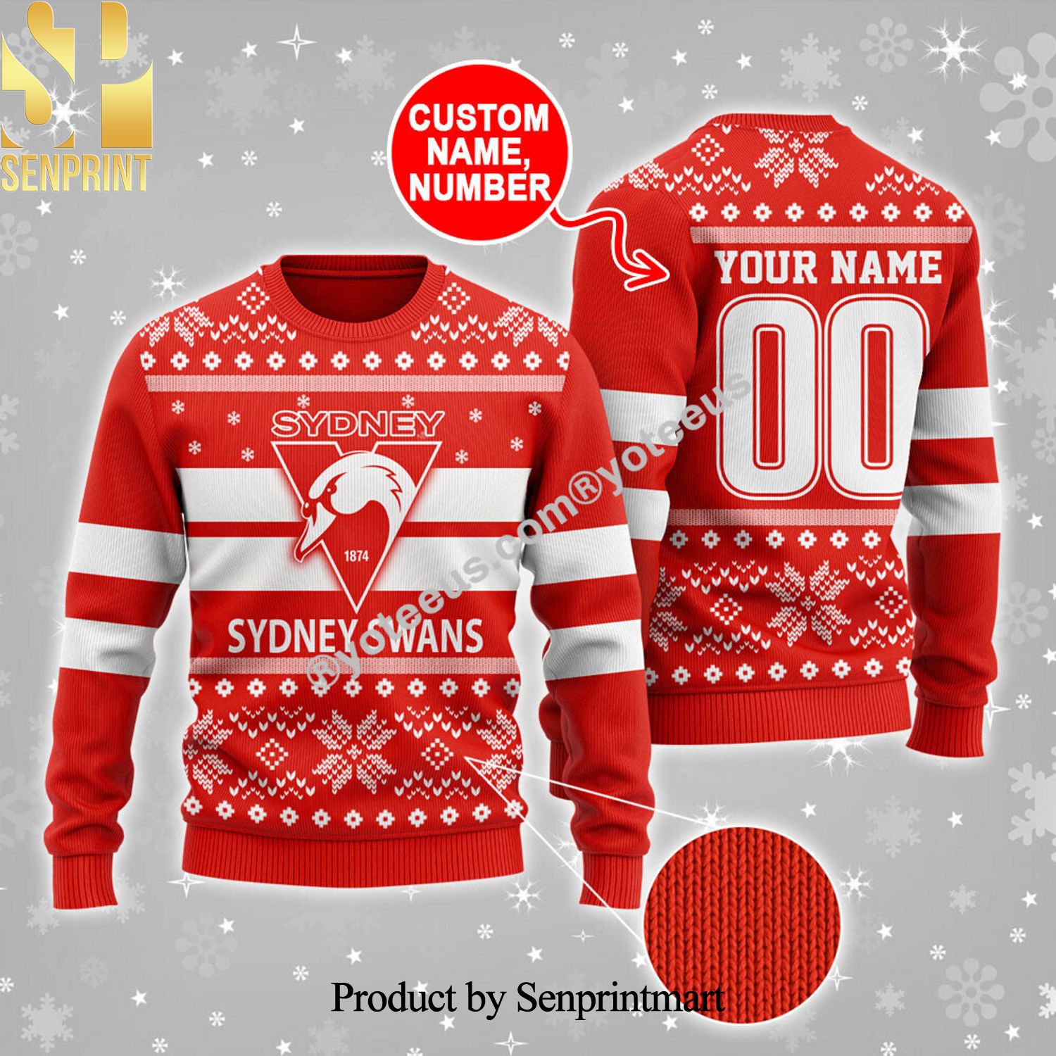 Sydney Swans Ugly Xmas Wool Knitted Sweater