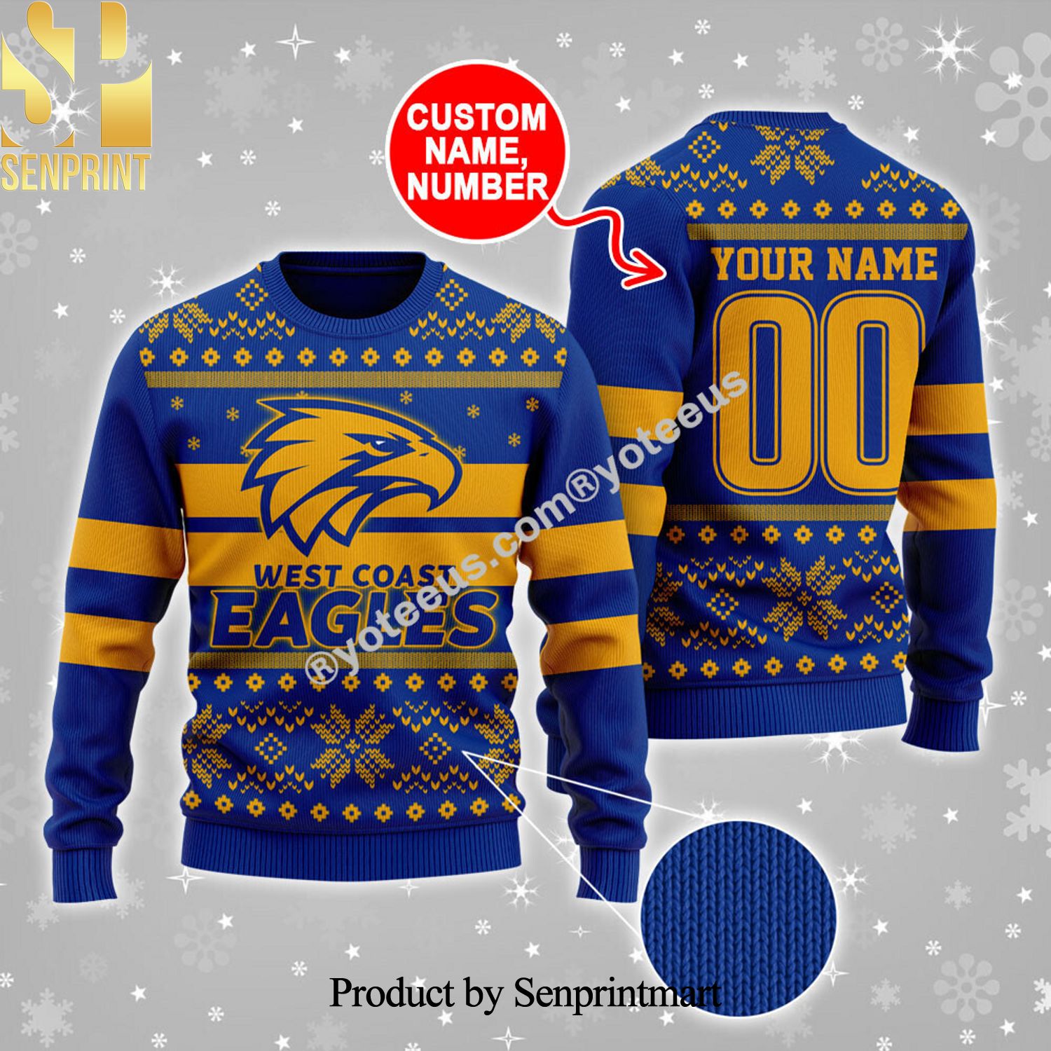 West Coast Eagles Christmas Ugly Wool Knitted Sweater