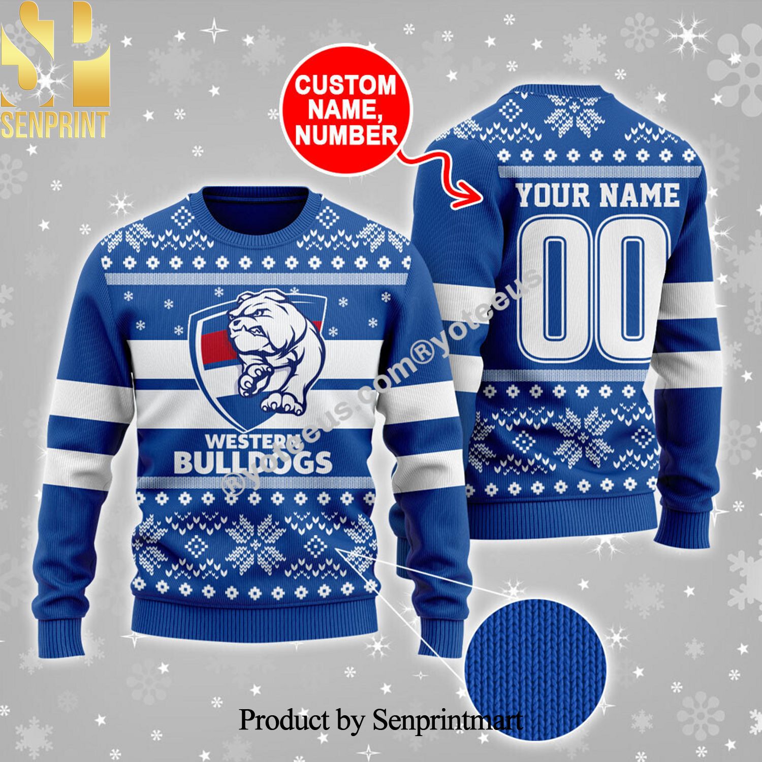 Western Bulldogs Christmas Ugly Wool Knitted Sweater