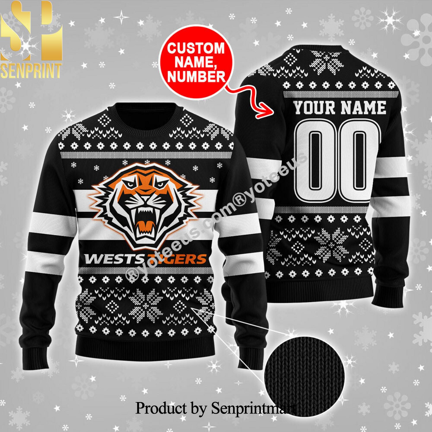 Wests Tigers Christmas Ugly Wool Knitted Sweater