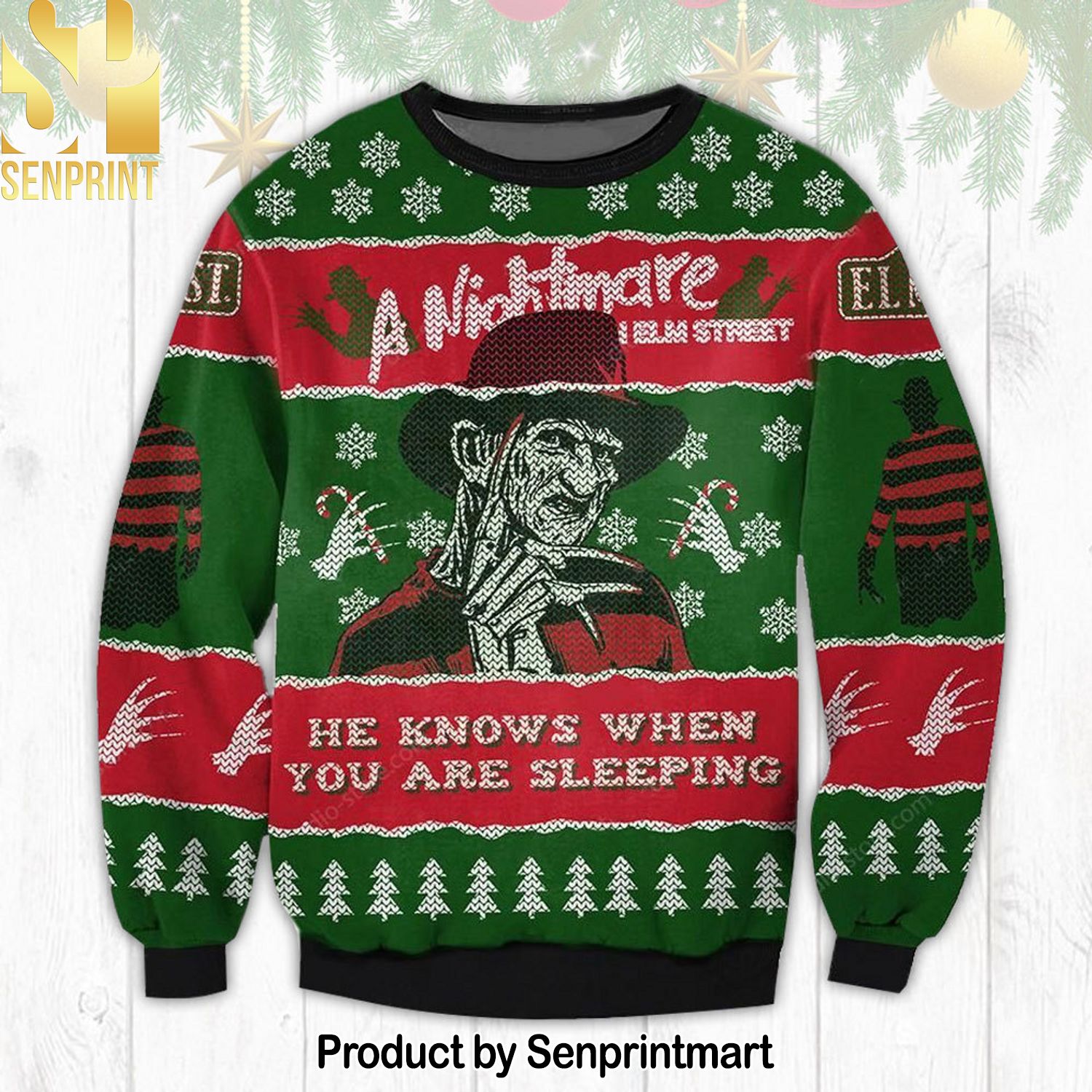 A Nightmare on Elm’s Street Knitting Pattern 3D Print Ugly Sweater