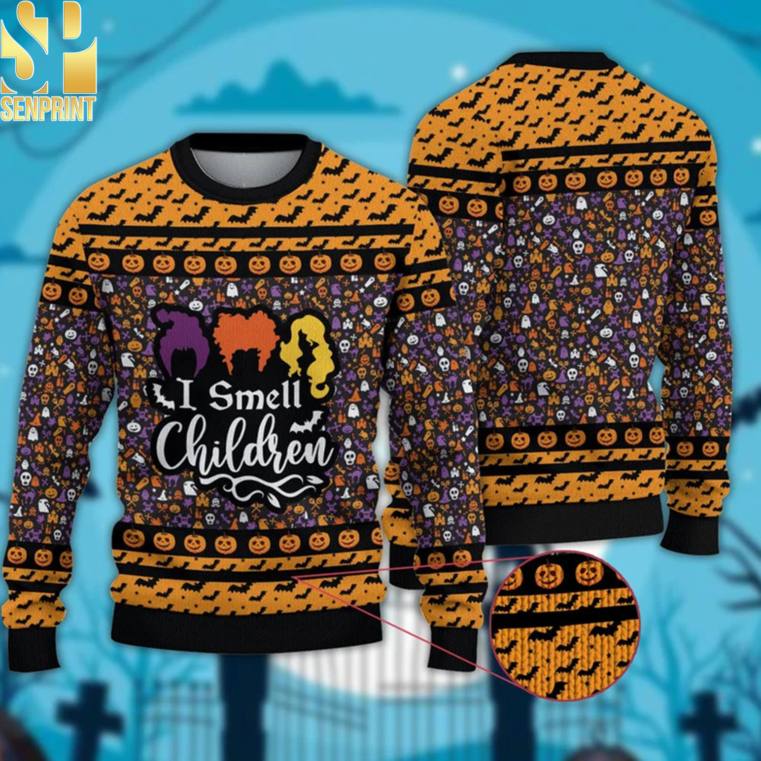 Get Spooky and Cozy with the Sanderson Sisters Introducing the 'I Smell Children' Hocus Pocus Halloween Ugly Christmas Sweater and Sweatshirt