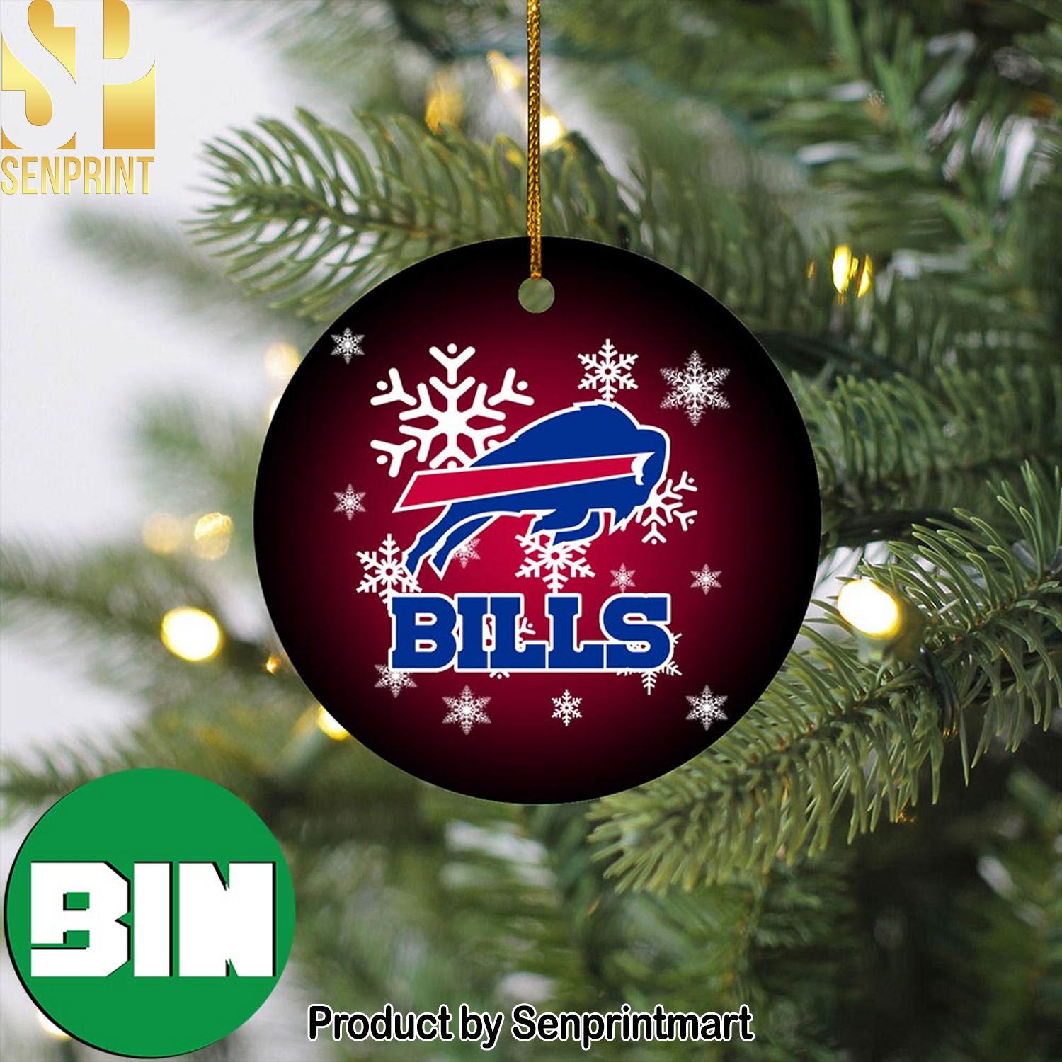 Christmas Gifts Buffalo Bills Snowflakes Pattern Ornament