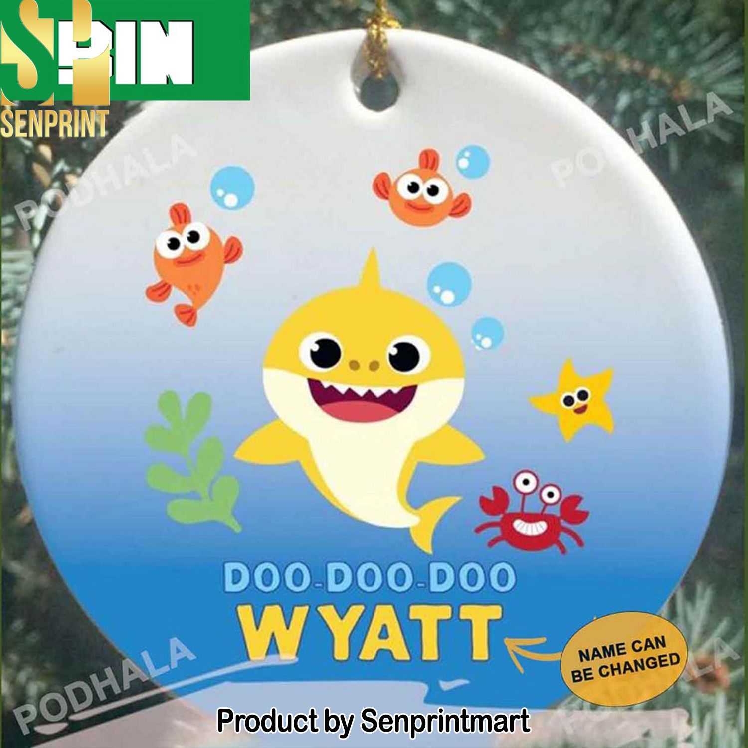 Christmas Gifts Doo Doo Doo Baby Shark Personalized Family Ornament