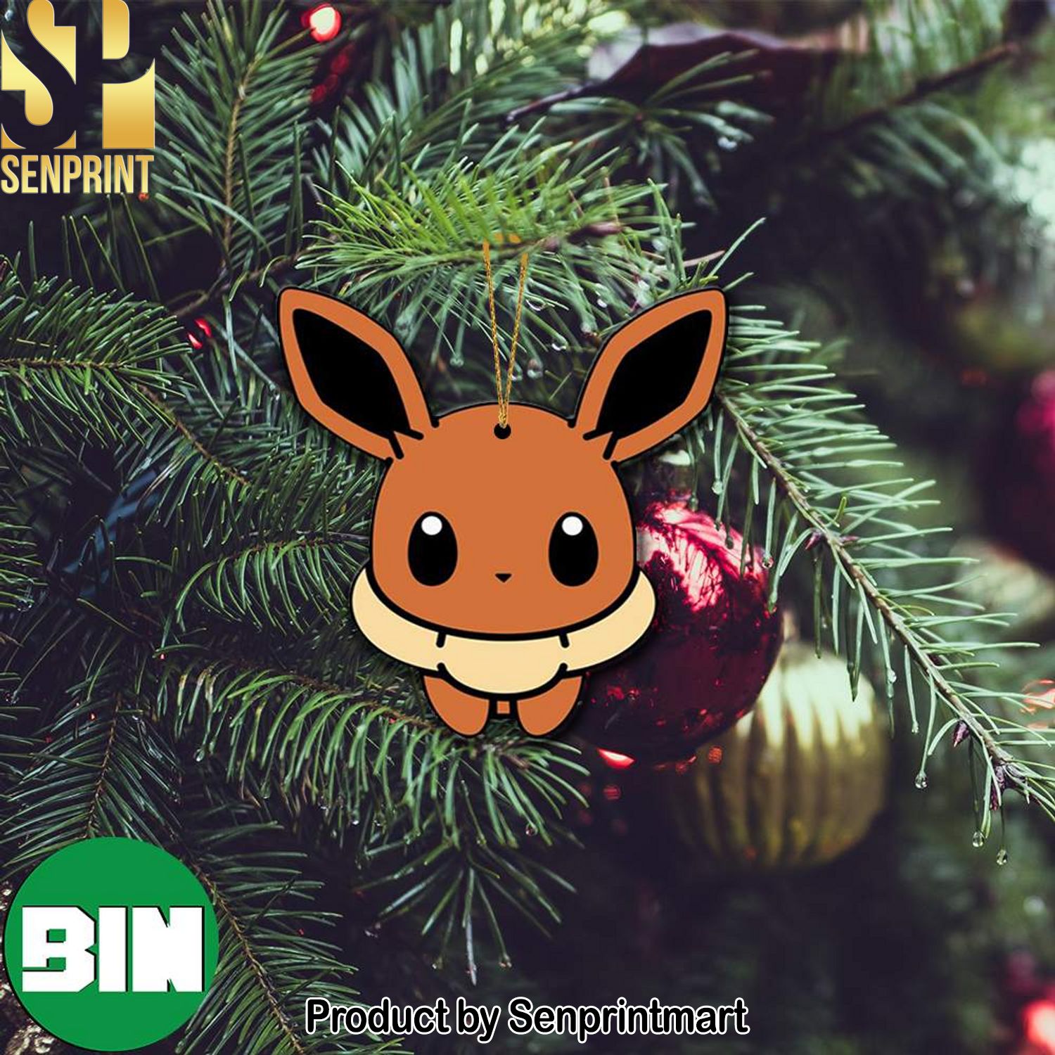 Christmas Gifts Eevee Custom Shape Pokemon Ornament