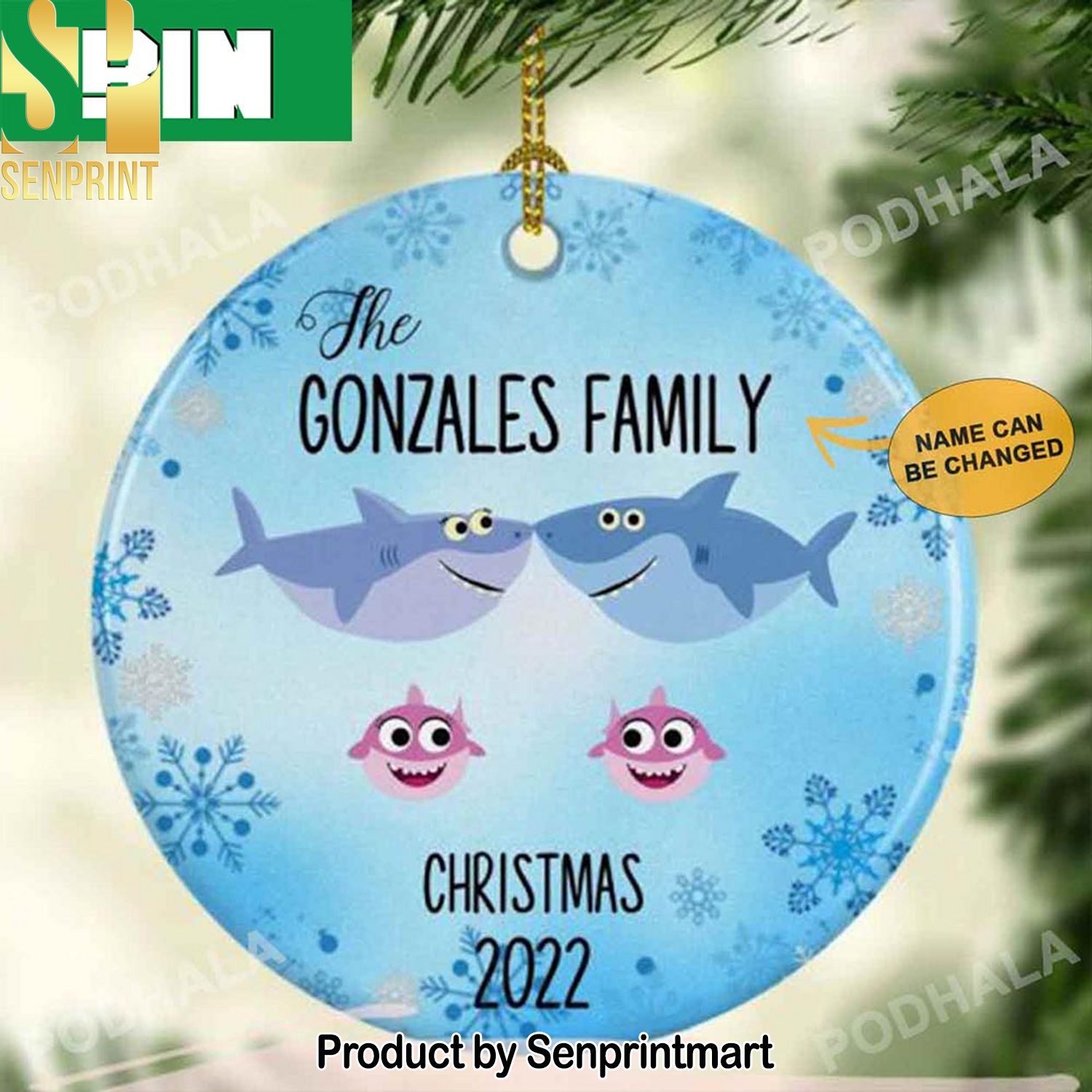 Christmas Gifts Family Baby Sharks Personalized Family Ornament