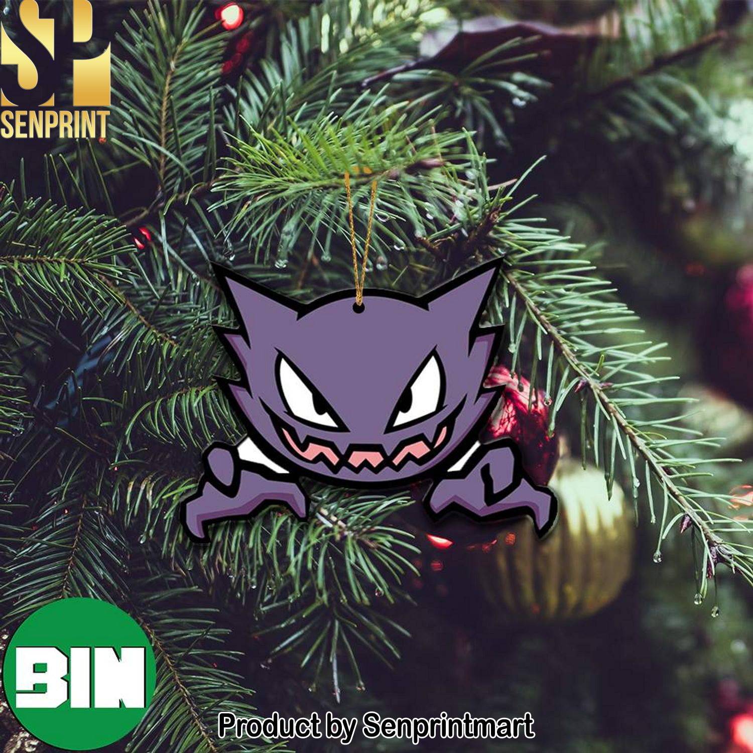 Christmas Gifts Haunter Pokemon Custom Shape Unique Ornament