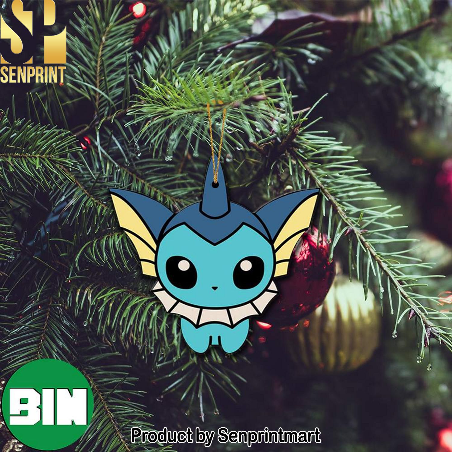 Christmas Gifts Vaporeon Pokemon Funny Custom Shape Ornament