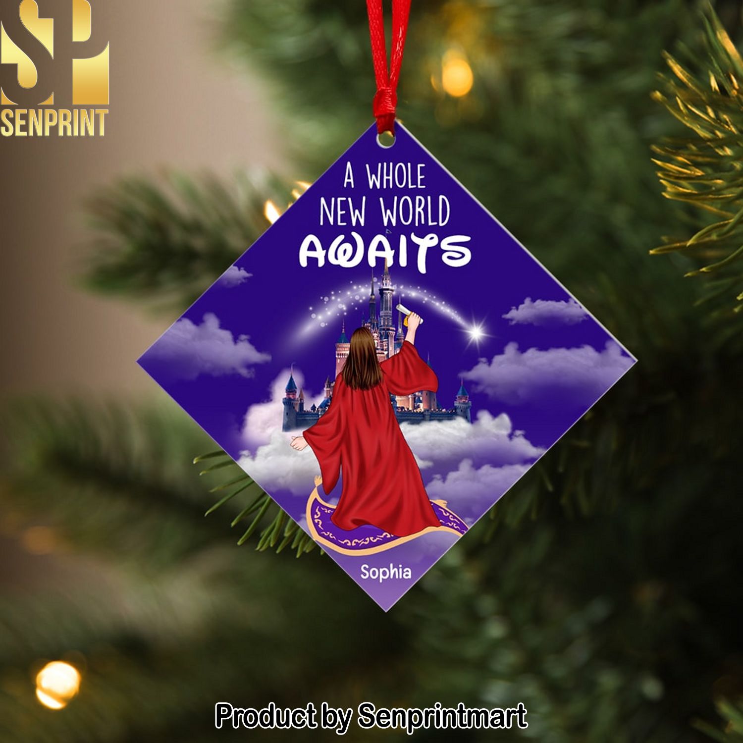 A Whole New World Awaits, Personalized Graduation Ornament, Graduation Gift, Christmas Ornament