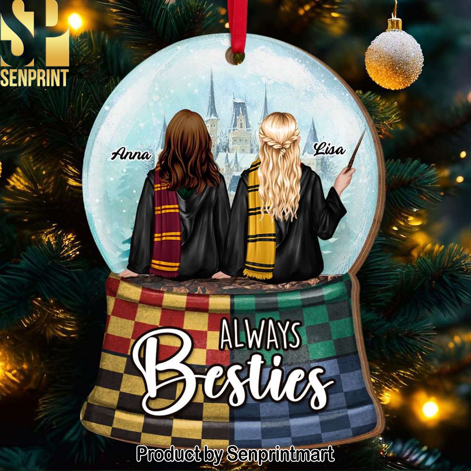 Always Besties, Gift For Friends, Personalized Acrylic Ornament, Wizard Friends Ornament, Christmas Gift