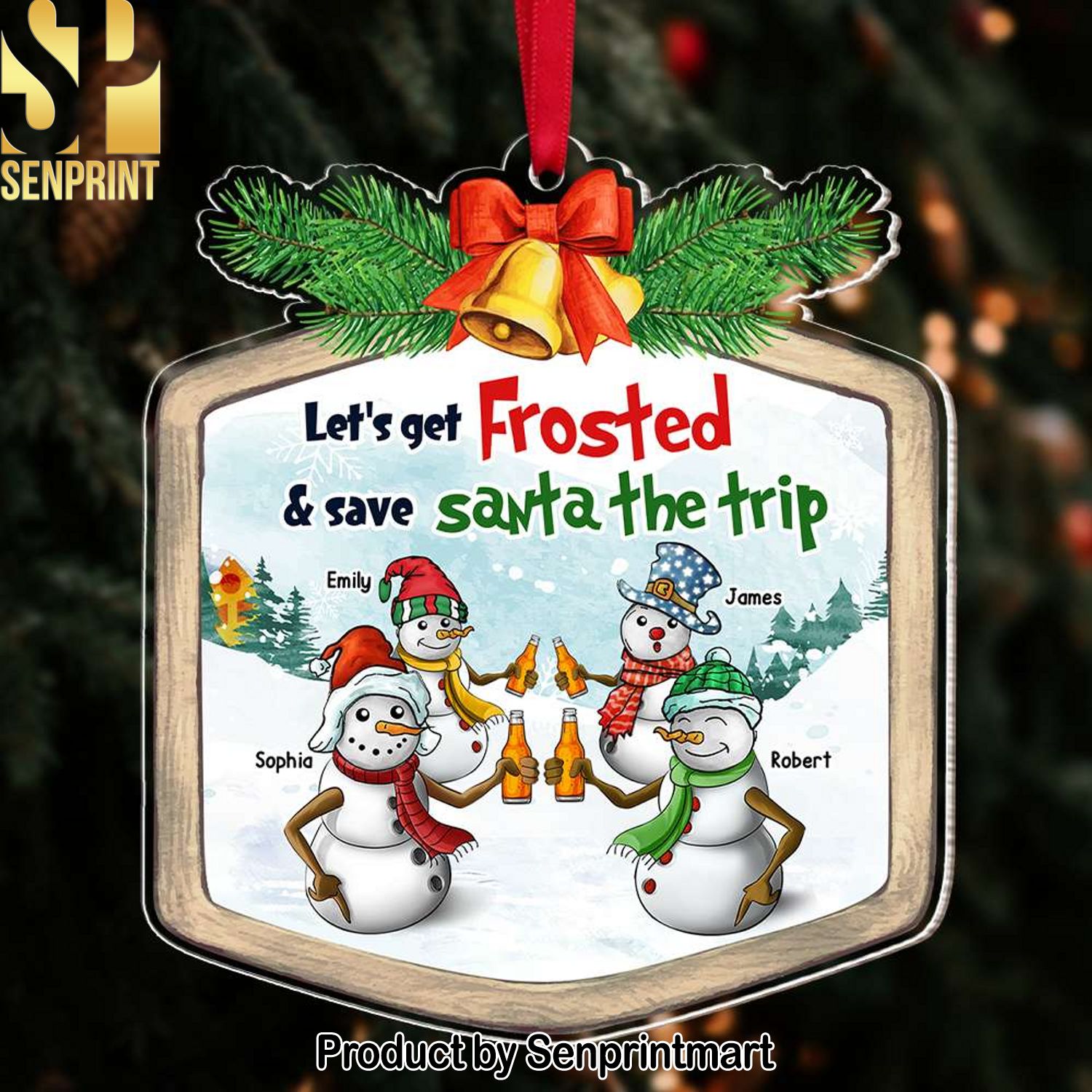 Best Friends, Let’s Get Frosted and Save Santa The Trip, Personalized Ornament, Gifts For Friends, Unique Christmas Gifts, Christmas Tree Decorations