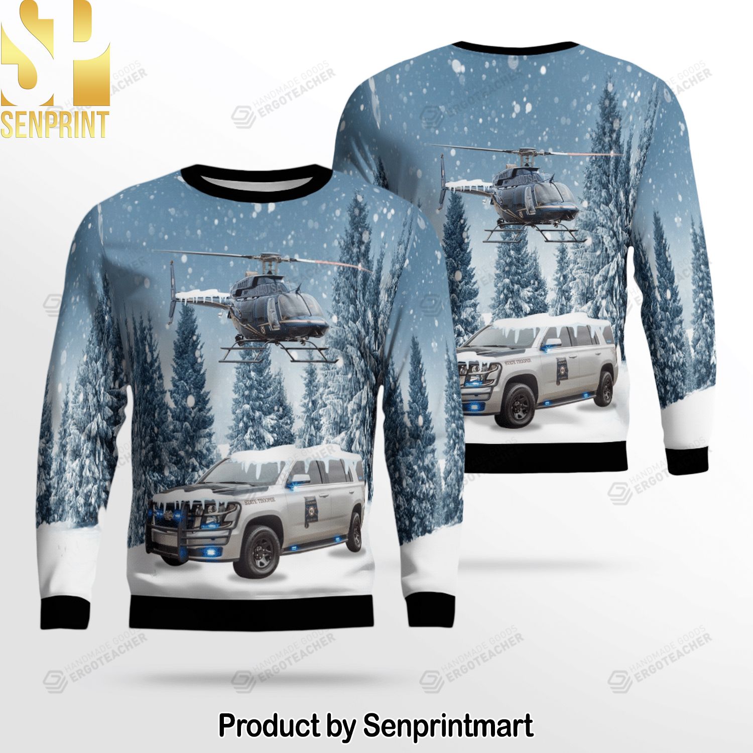 Alabama State Troopers Knitting Pattern Ugly Christmas Holiday Sweater