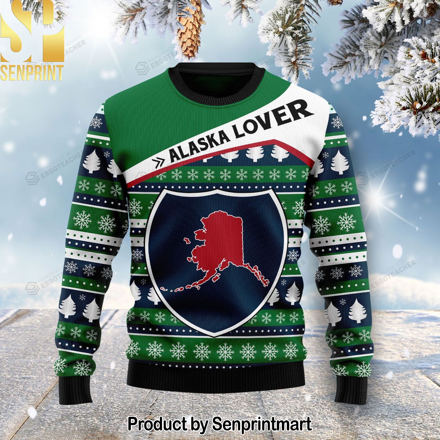 Alaska Lover Ugly Xmas Wool Knitted Sweater