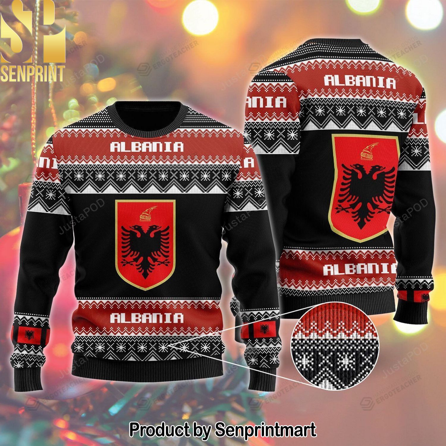 Albania Ugly Christmas Holiday Sweater