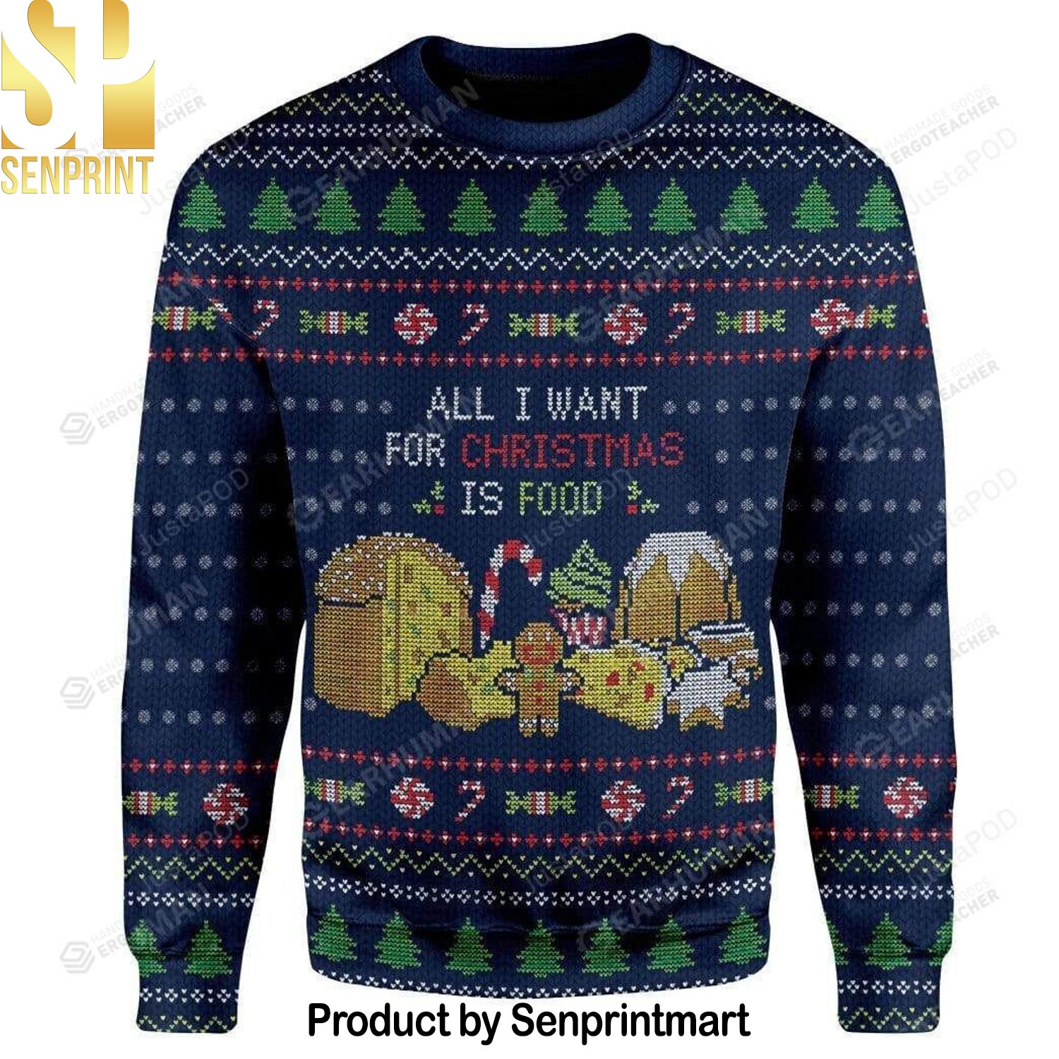 All I Want For Christmas Is Food Knitting Pattern Ugly Christmas Sweater