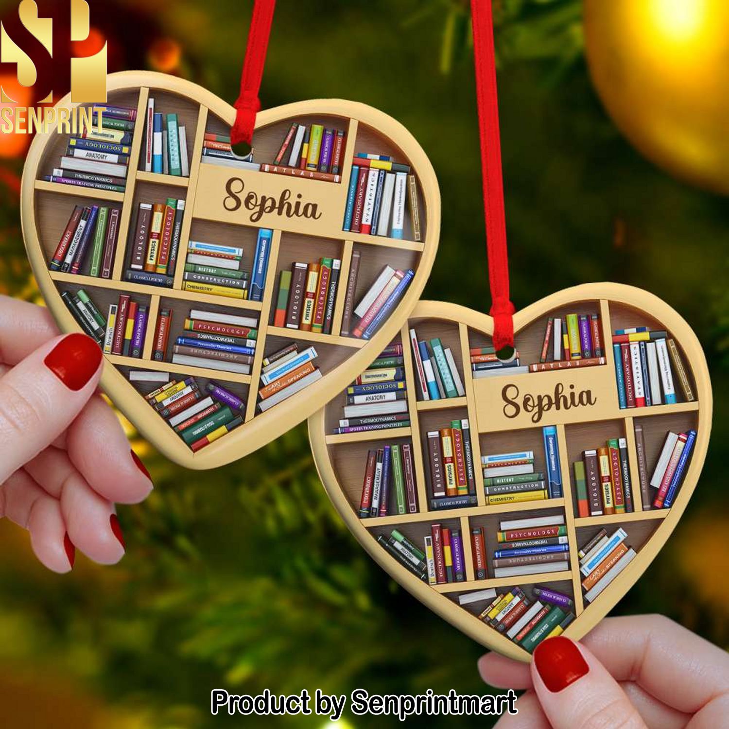 Bookshelves Heart Book Lovers, Personalized Ornament, Christmas Gifts For Book Lover
