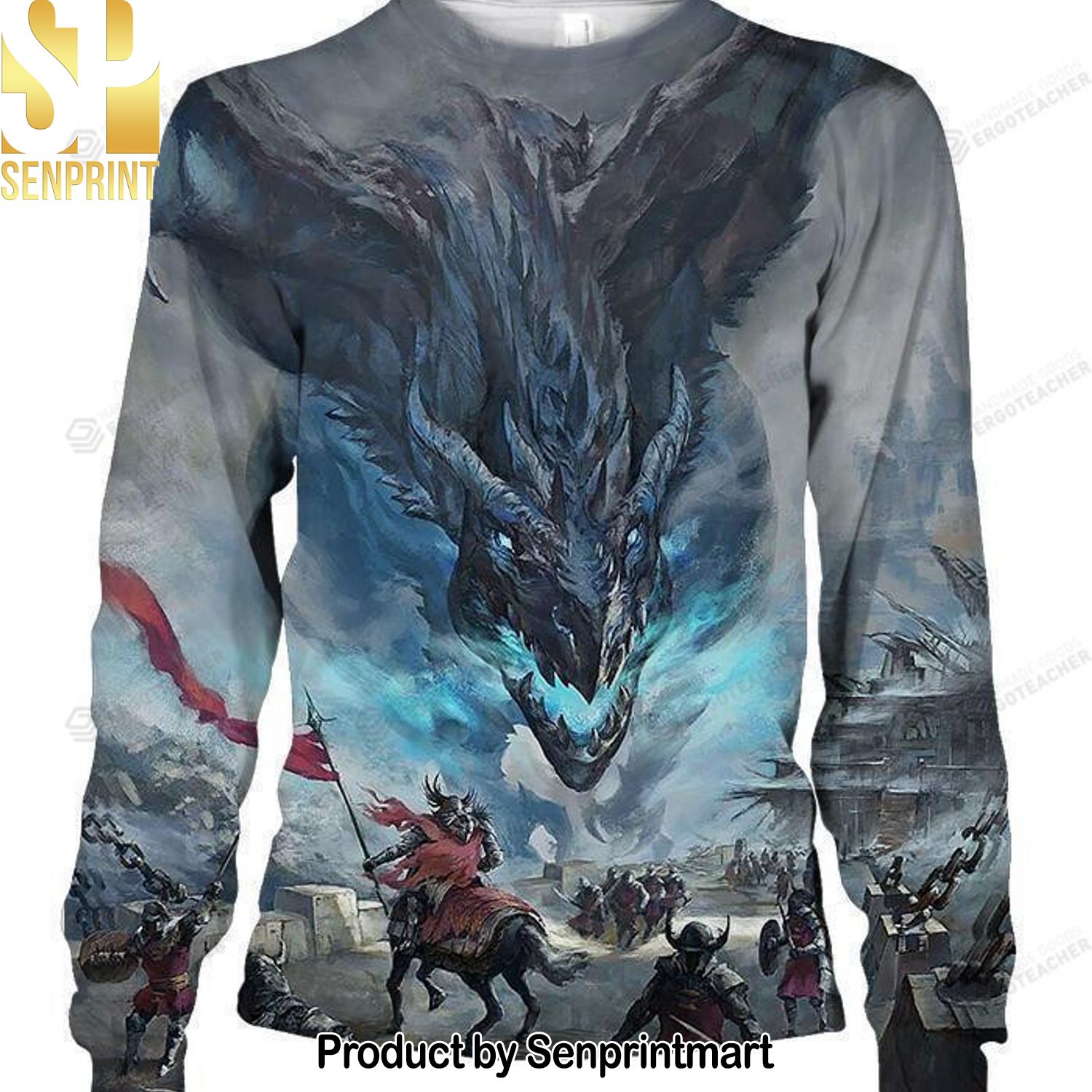 All Over Print Viserion Dragon Knitting Pattern Ugly Christmas Holiday Sweater