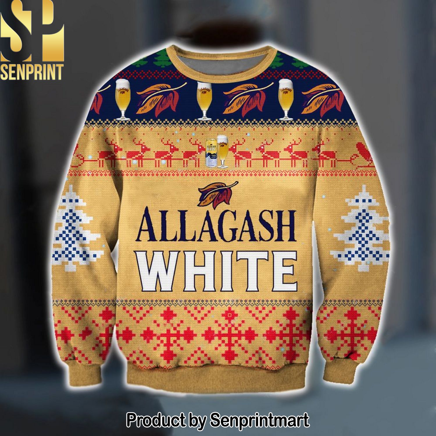 Allagash White Allagash Brewing Company Ugly Christmas Wool Knitted Sweater