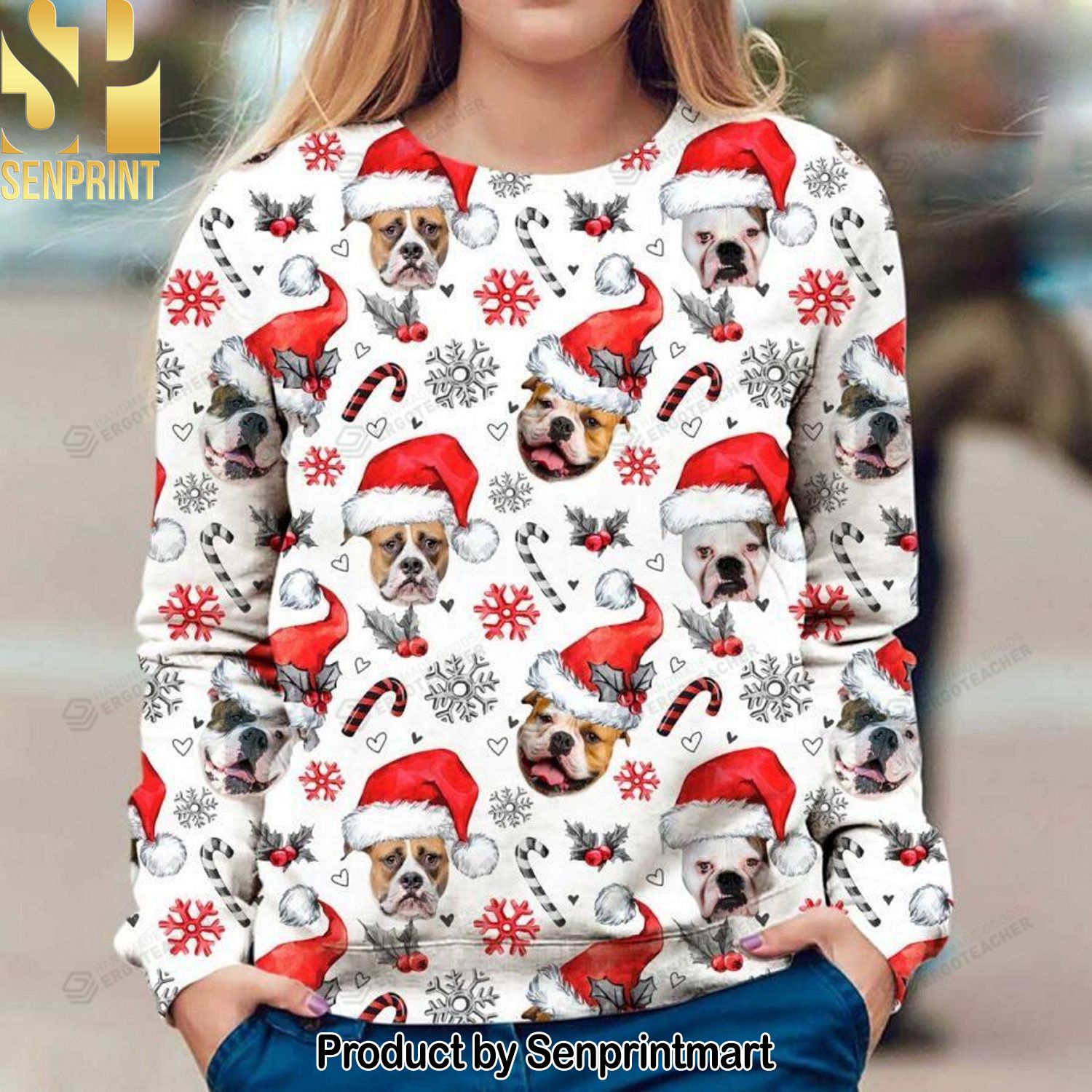 American Bulldog For Christmas Gifts 3D Printed Ugly Christmas Sweater