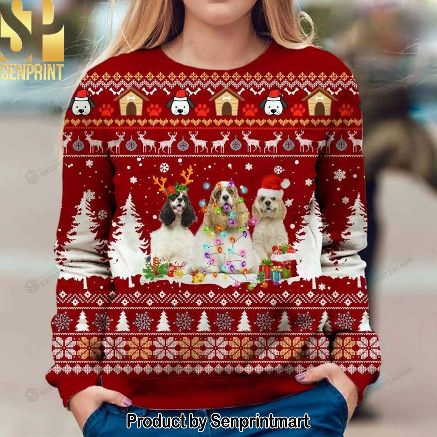 American Cocker Spaniel Ugly Christmas Holiday Sweater